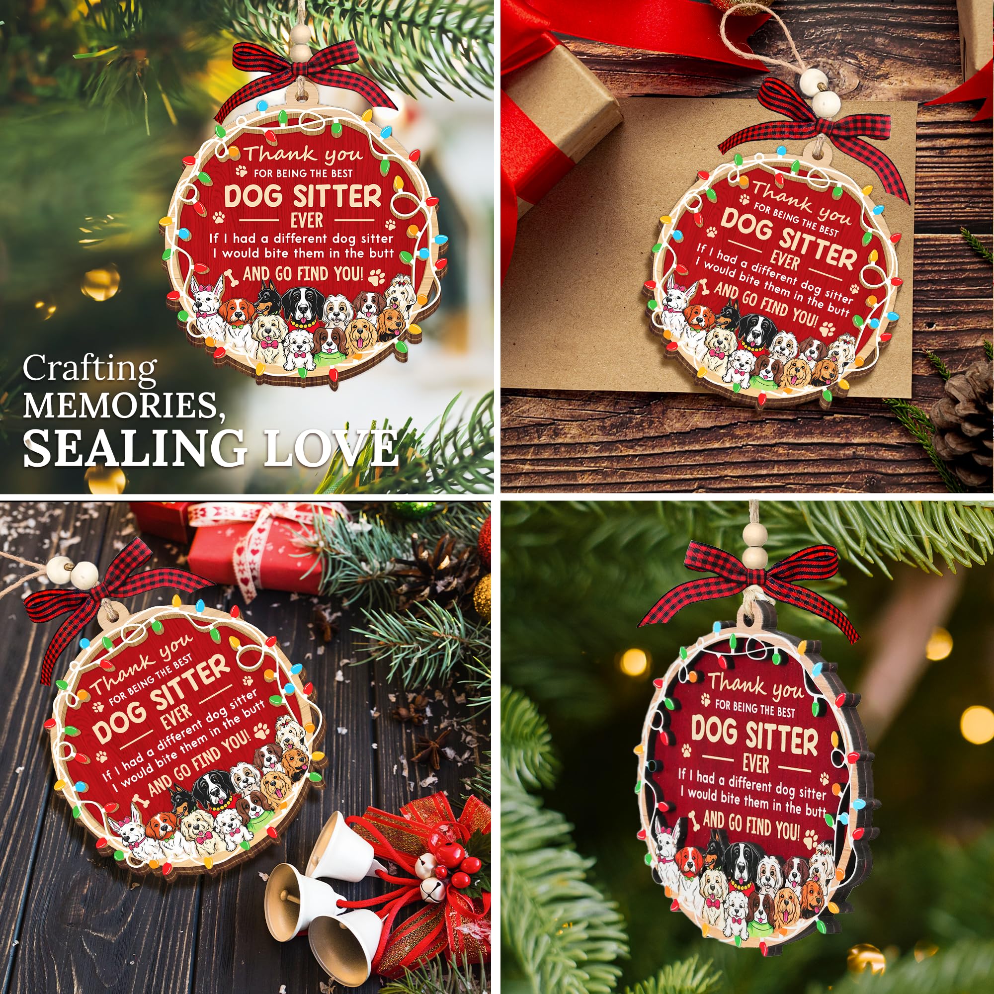 HEXMOZ Dog Sitter Gifts for Women, Men - Dog Sitter Ornament - Petsitter Thank You Gift for Christmas, Appreciation Present Gift