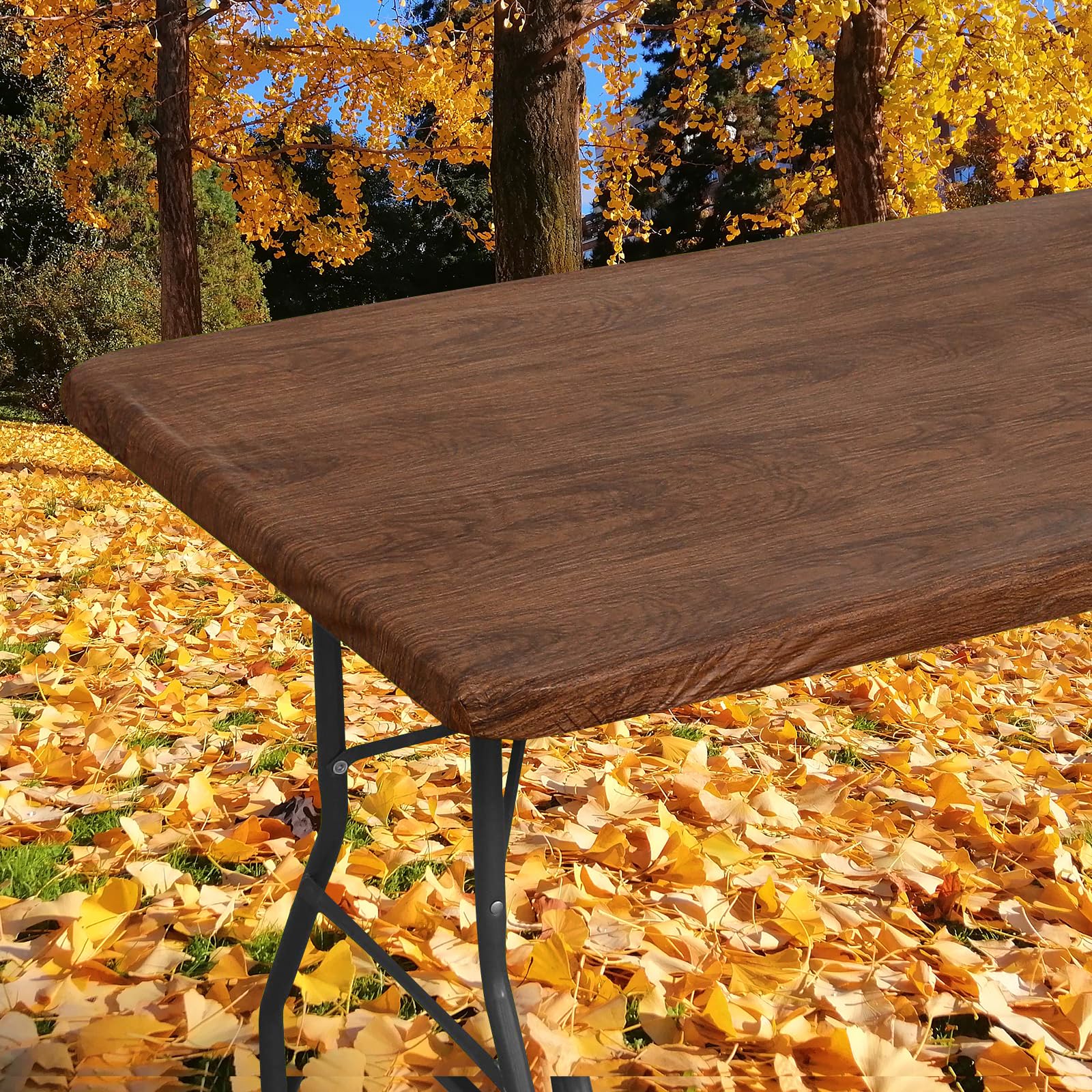smiry Rectangle Table Cloth Cover, Elastic Fitted Flannel Backed Vinyl Tablecloths for 4ft 30 x 48 Folding Tables, Waterproof 