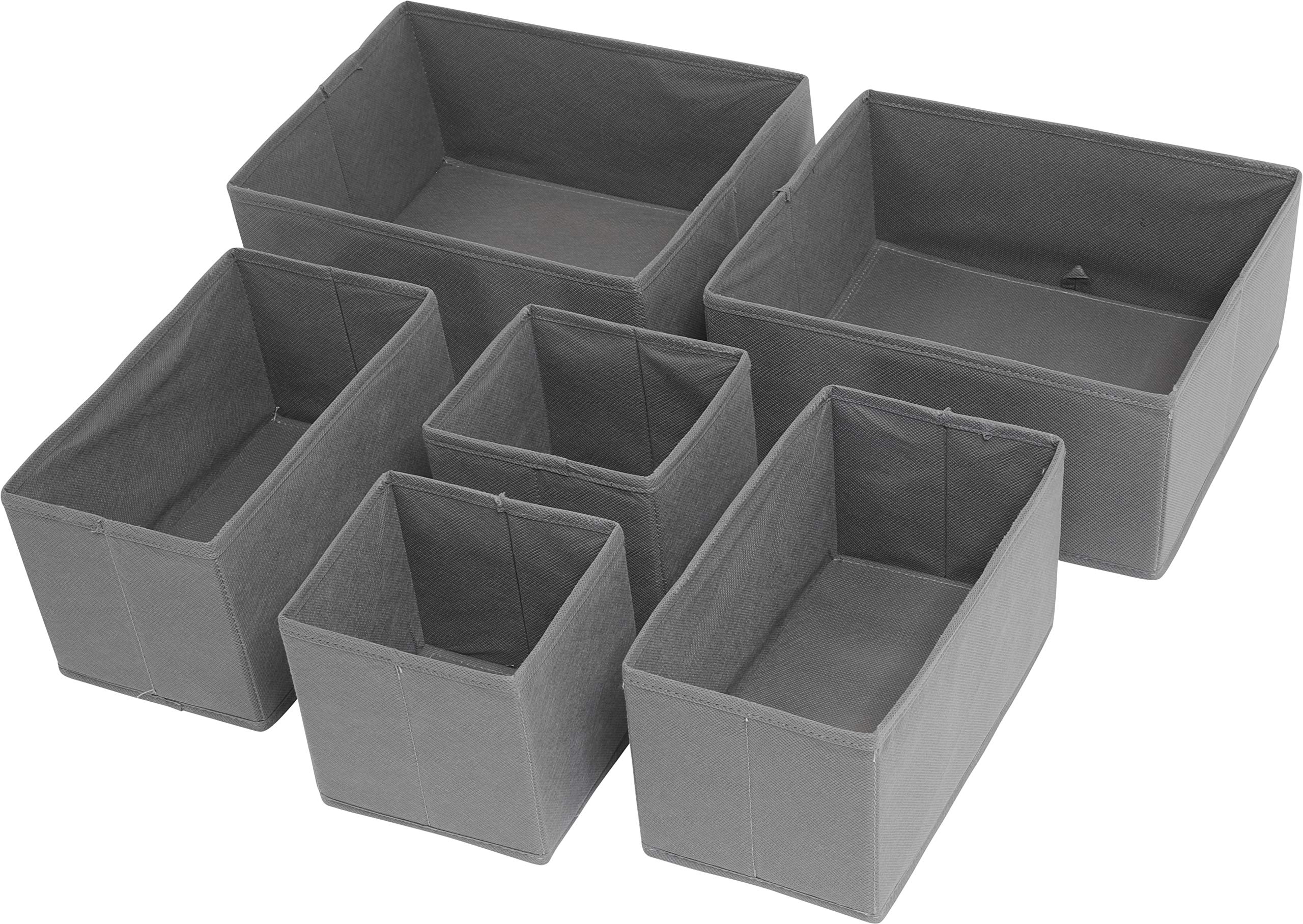 Simple Houseware Foldable Cloth Storage Box Closet Dresser Drawer Divider Organizer Basket Bins for Underwear Bras, Dark Grey (S