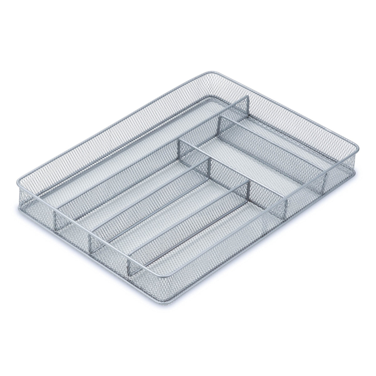 Honey-Can-Do Kch-02162 Steel Mesh 6-Compartment Cutlery Utensil Organizer, Silver, 16X11.25X2