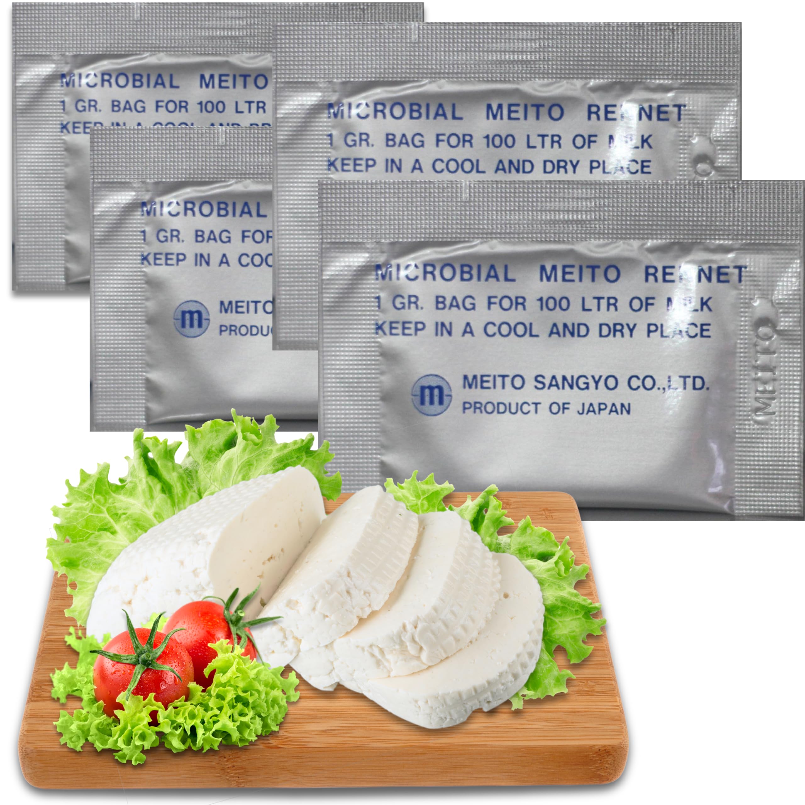LOVARE Meito Rennet for Cheese Making - Cheese Making Enzymes - Rennet for Making Fresh Cheese 4 x 1 gr. (for 105 gallons/400L of milk) by QG group