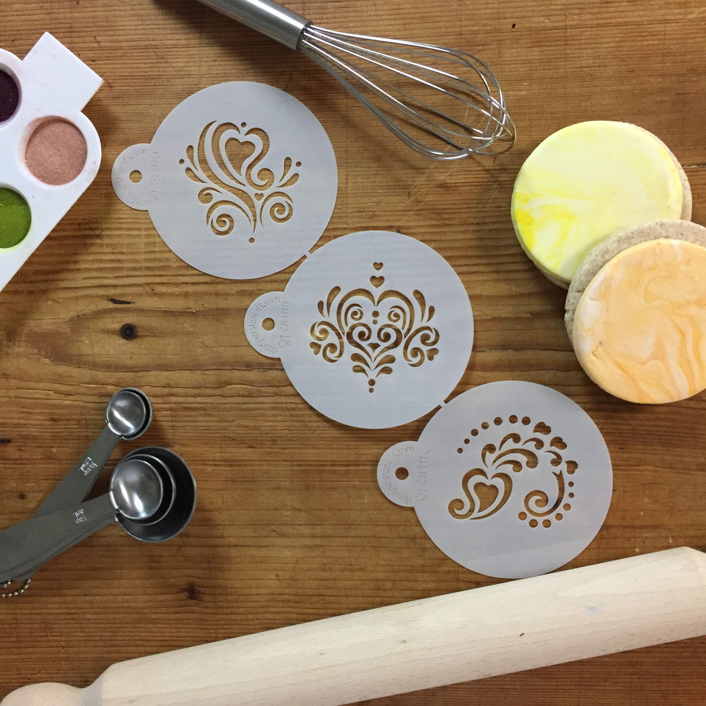 Designer Stencils Amore Cookie Stencil Set, Beige/Semi-Transparent