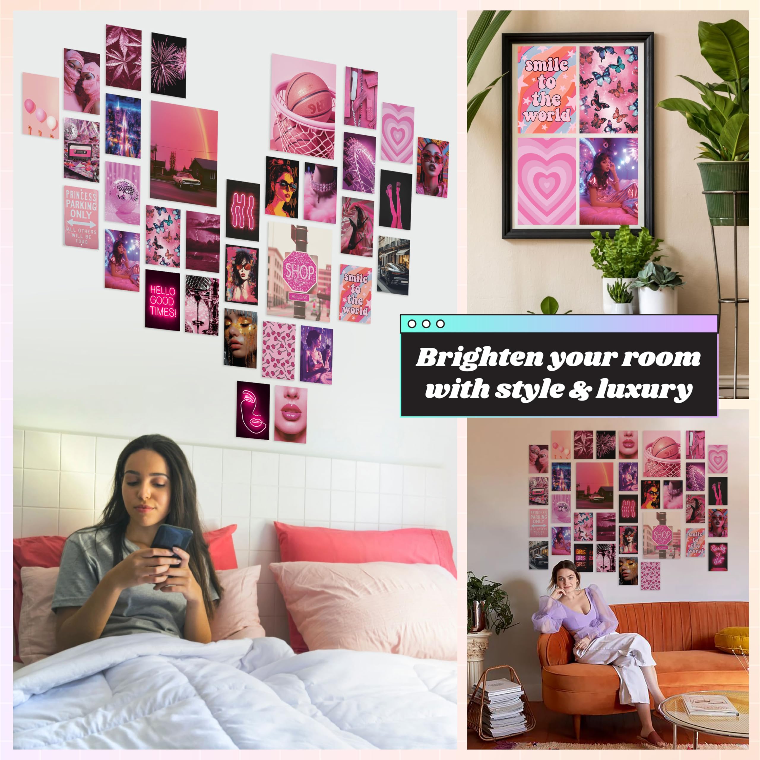 97 Decor Y2K Room Decor Aesthetic Pictures - Pink Room Decor Y2K Poster, 2000S Wall Decor, Trendy Y2K Art Prints With Y2K Sticke