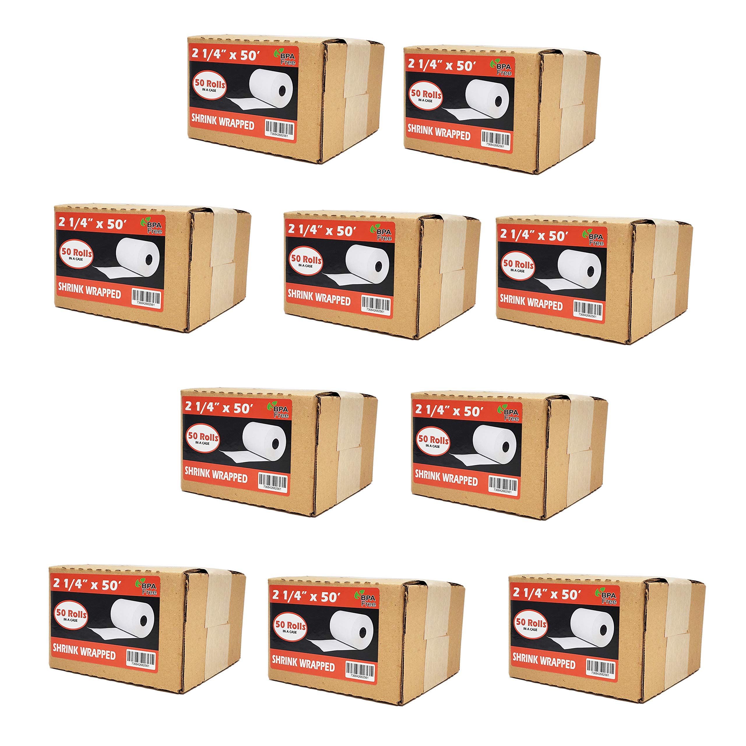 (500 Rolls) 2 14 X 50 Thermal Paper Receipt Rolls 225 X 50 Ft, Poscash Register, Fits All Credit Card Terminals, Verifone Vx520