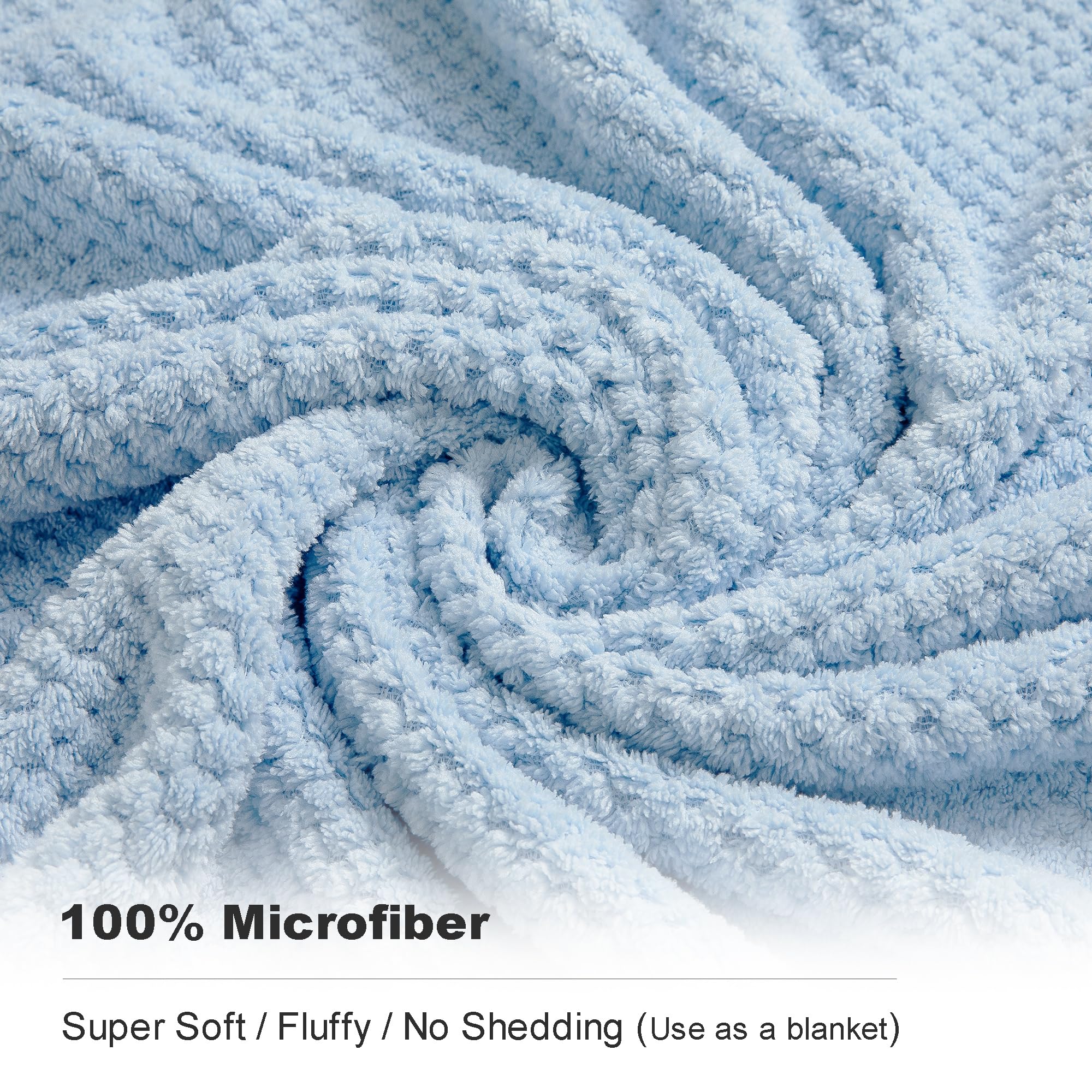 Ultra Soft Towel Set of 6  Blue Microfiber Big Bath Towel Sheets 28x55 Inches  Luxury Plush Towels- Waffle Weave Design Highly Absorbent Quick Dry Premium Quality Towel Set for Bathroom