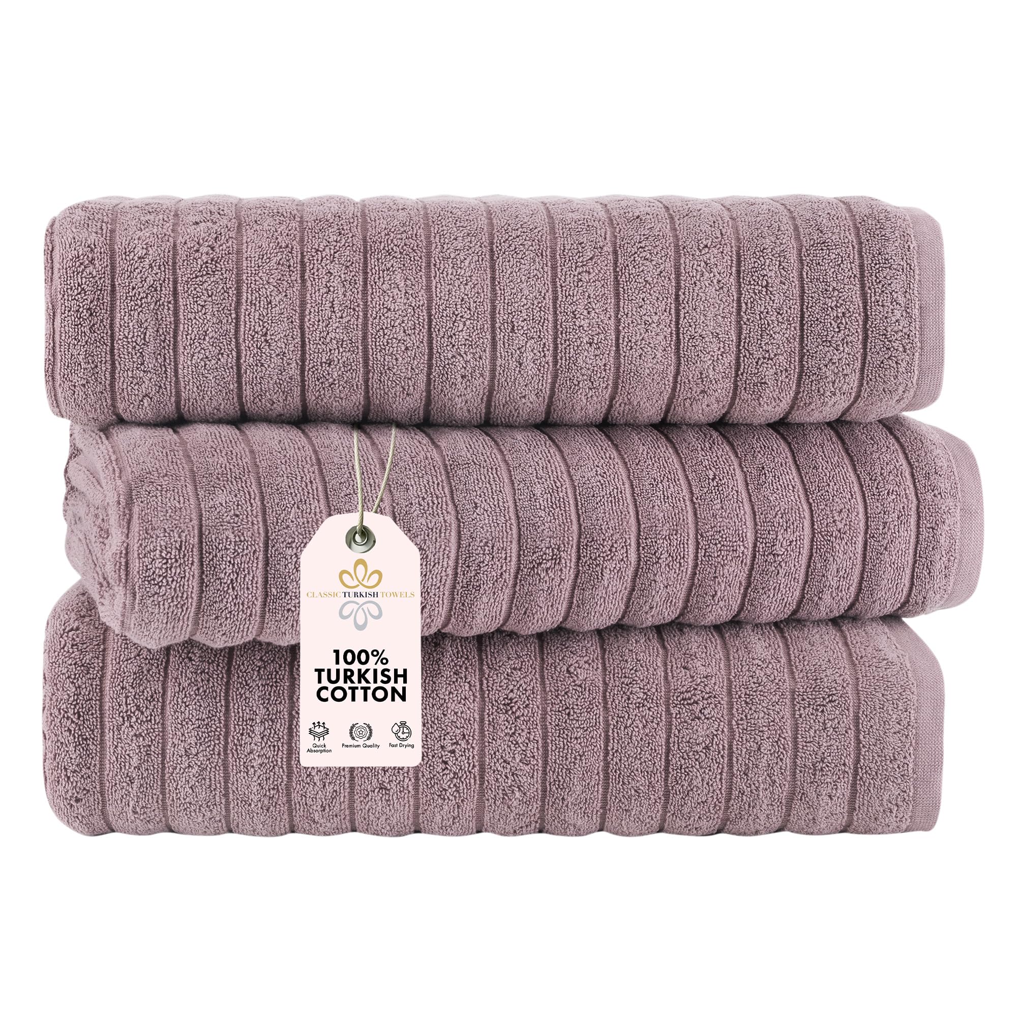 Classic Turkish Towels Ctt - Luxury 3 Piece Jumbo Bath Sheets, 100% Turkish Cotton, Absorbent & Ultra Comfy Bath Towel Sheets Fo