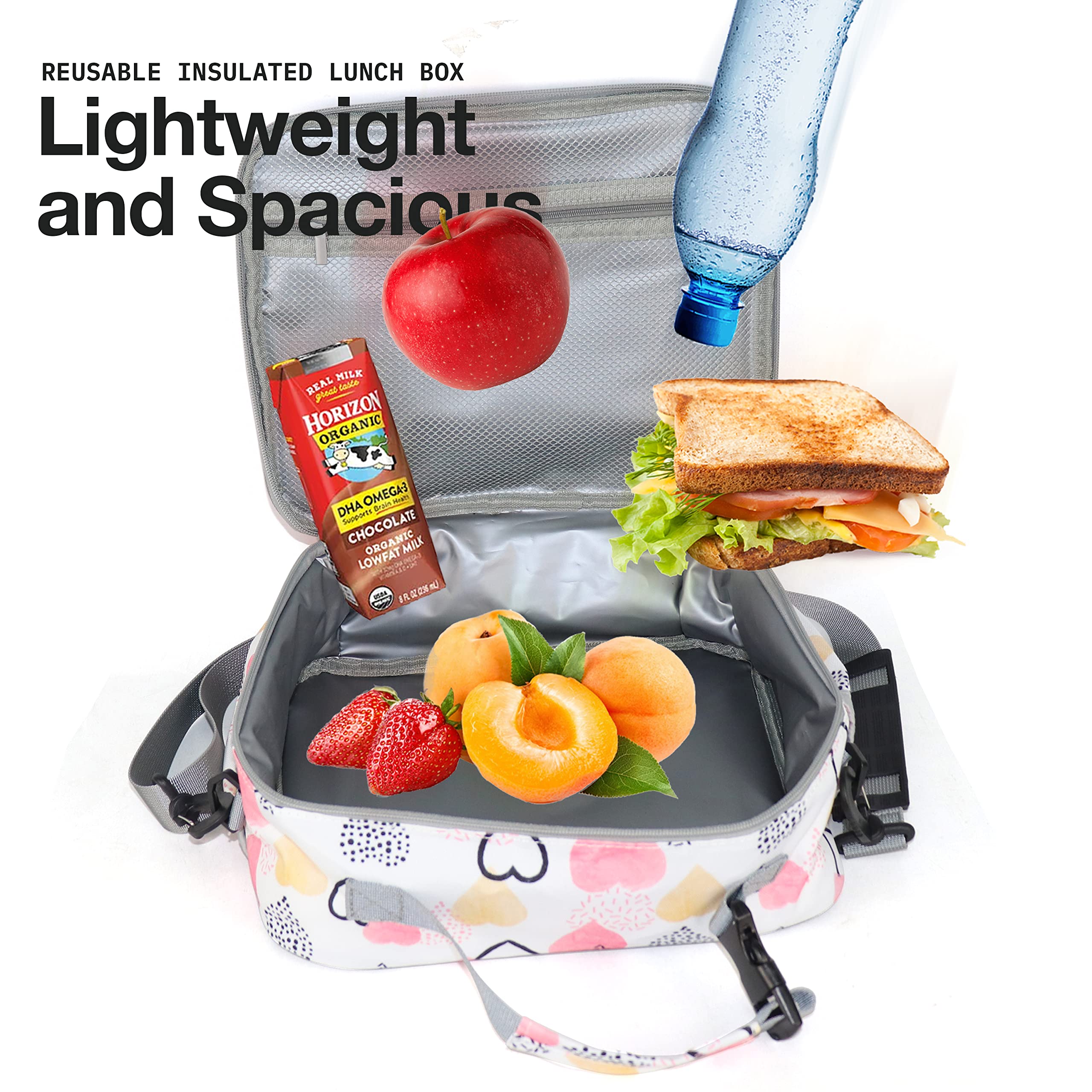 Mesa Lunch Bag For Kids - Kids Lunchbox For School, Daycare, Kindergarten - Insulated Lunch Box For Girls & Boys (Heart)