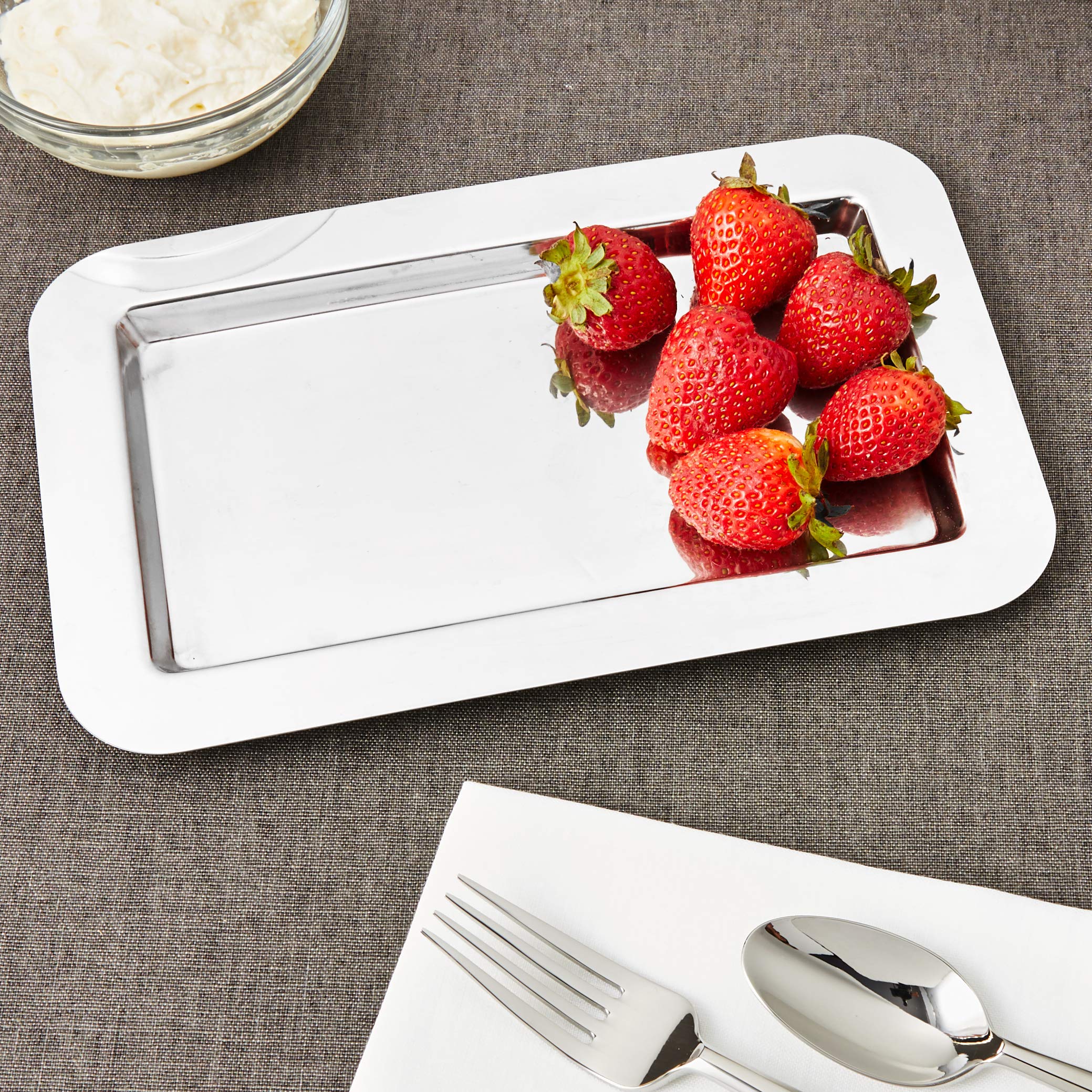Frieling Usa 18/10 Mirrored Finish Stainless Steel Serving Tray - 9.4-Inch By 5.6-Inch - Stainless Rectangular Serving Trays - O