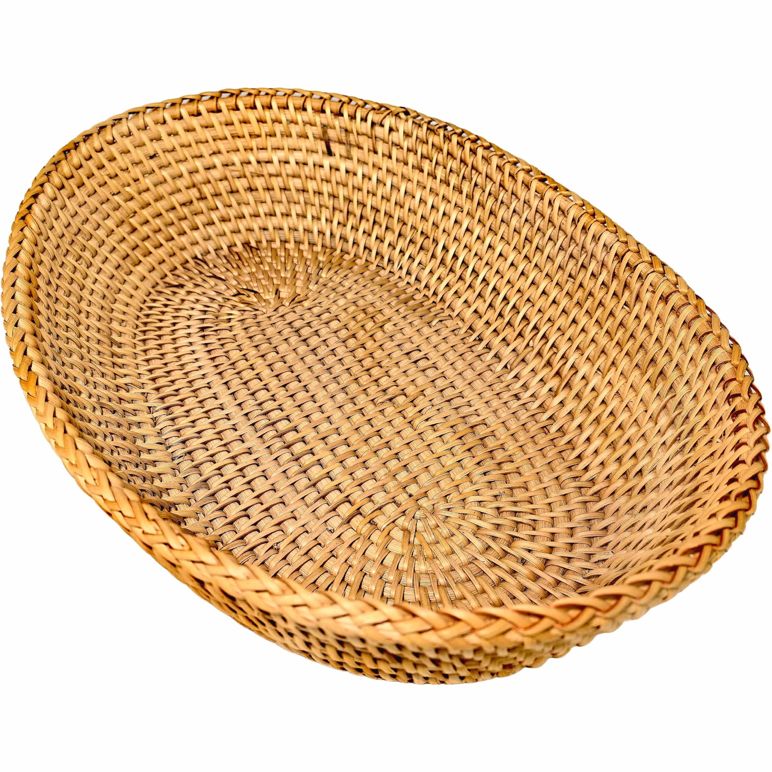 ilan Large Oval Wicker Basket,15 Natural Rattan Bread Baskets for Serving