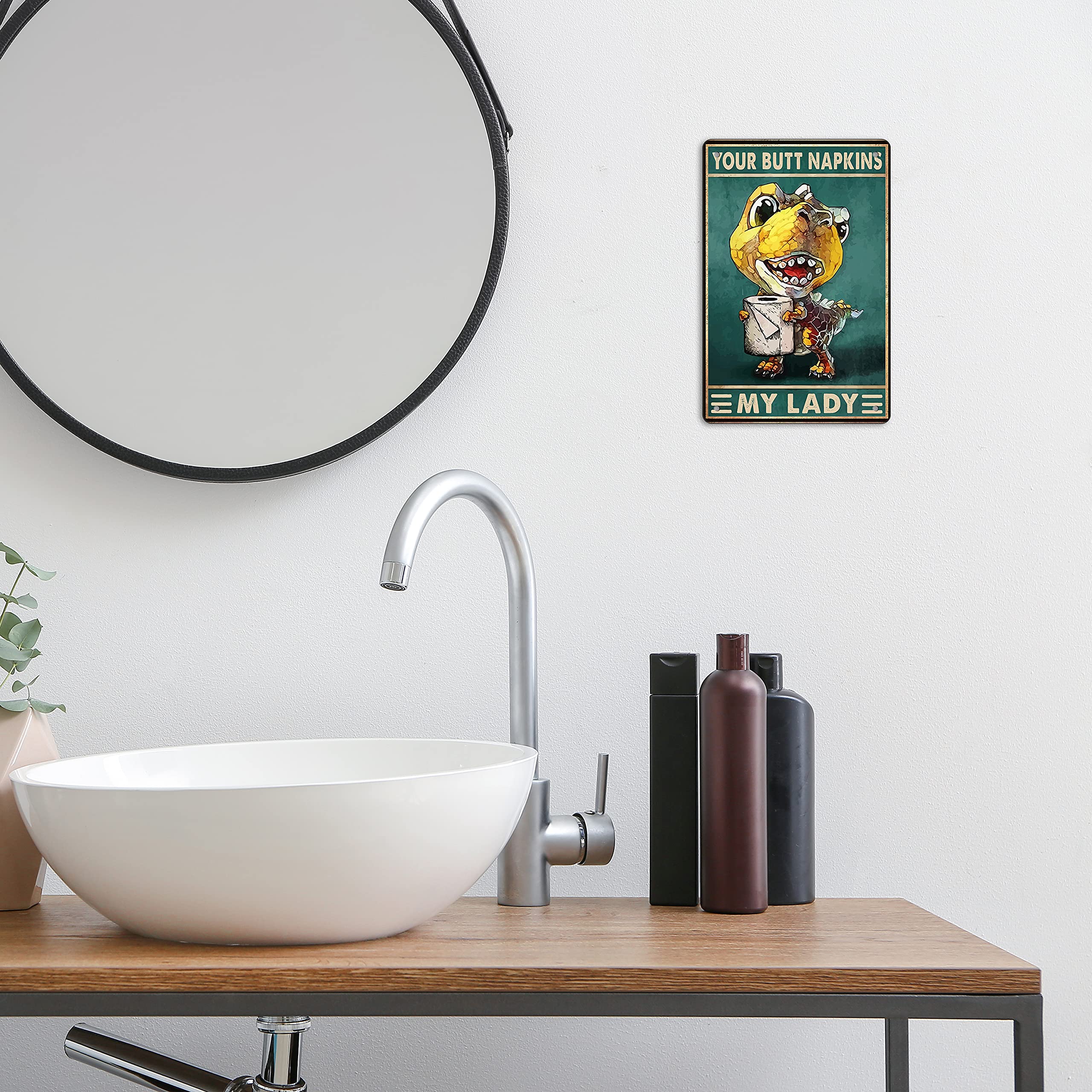 Funny Dino Decor Dinosaur Tin Signs Dinosaur Bathroom Sign Dinosaur Wall Decor Dinosaur Wall Art Poster Retro Poster Toilet Cave Bar Home Coffee Bathroom Wall Decoration Sign 8x12 Inch