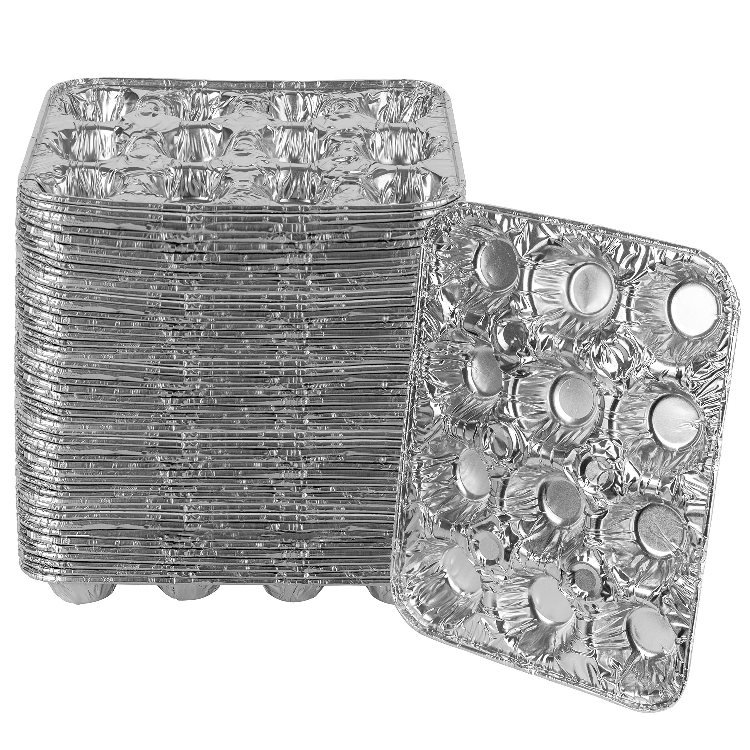 Plasticpro Aluminum Foil Muffin Pans Reusable And Disposable, Holds 12 Mini Cupcakes / Muffin Foil Pan Pack Of 50
