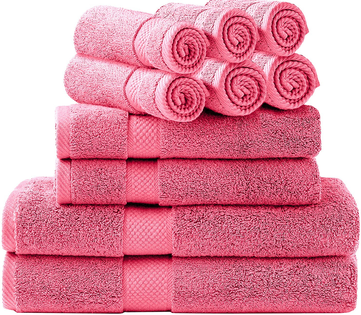 Simpli-Magic Bath Towels Set, 2 Bath Towels, 2 Hand Towels, And 6 Washcloths (10 Piece Set), Ring Spun Cotton Highly Absorbent T