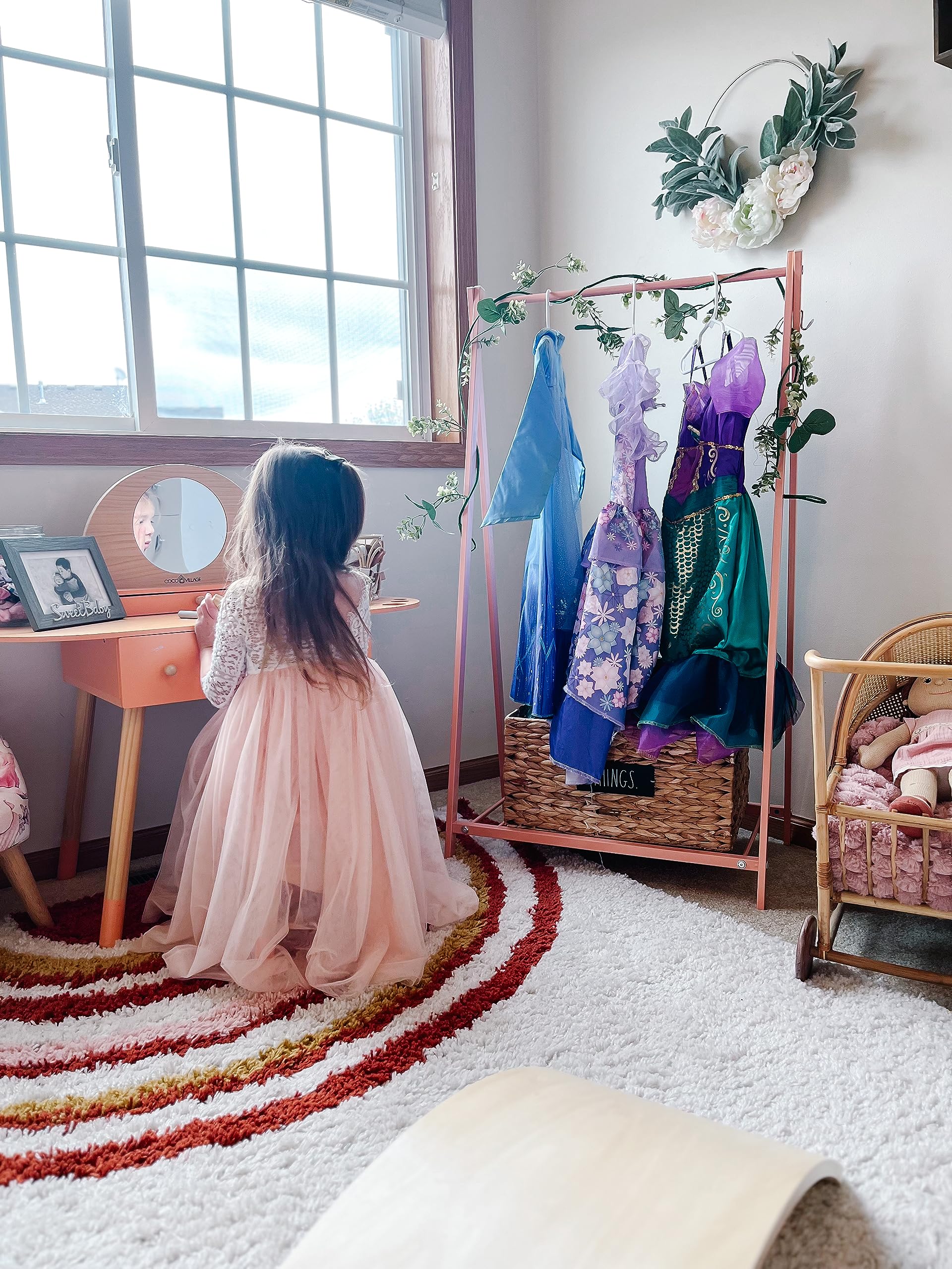 Bestier Kids Clothing Rack - Kids Costume Garment, Bottom Storage Shelf, Small Metal Dress Up Rack For Baby, Toddler, Children,