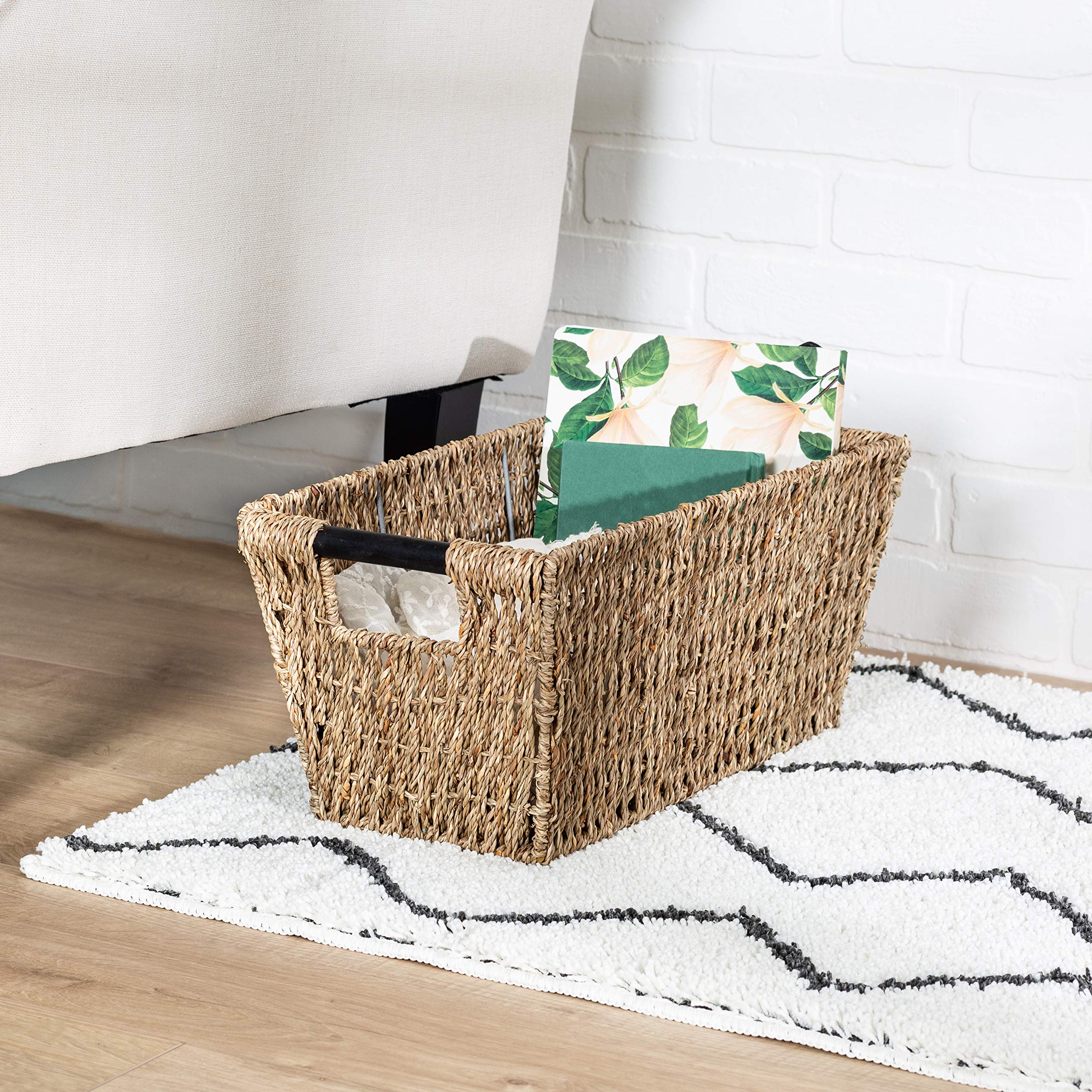Honey-Can-Do Seagrass Basket W/Handles - Med Sto-02965 Natural