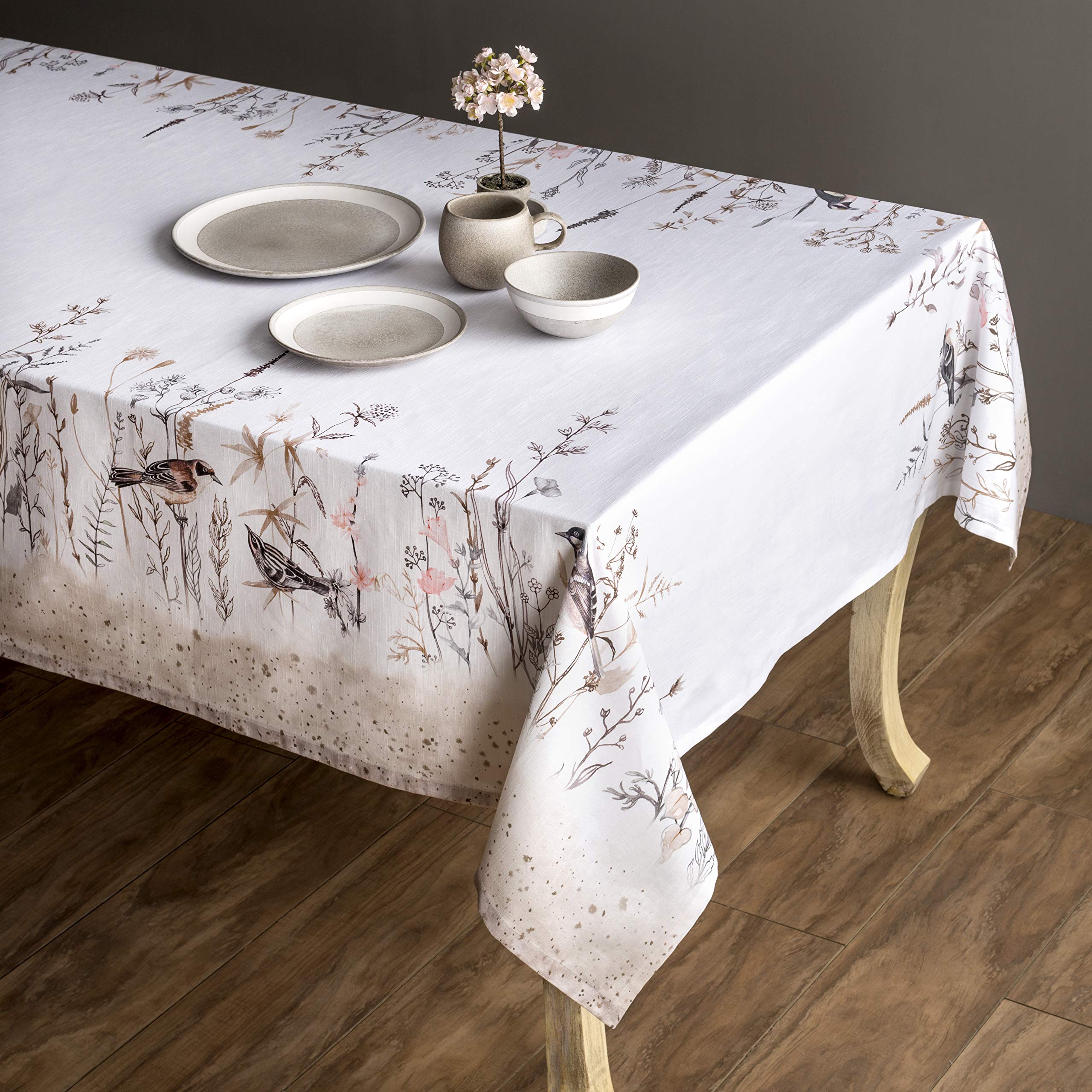Maison D' Hermine Tablecloths 100% Cotton 60''X120'' Decorative Rectangle Tablecloth Washable Table Cover For Gifts, Holiday Din