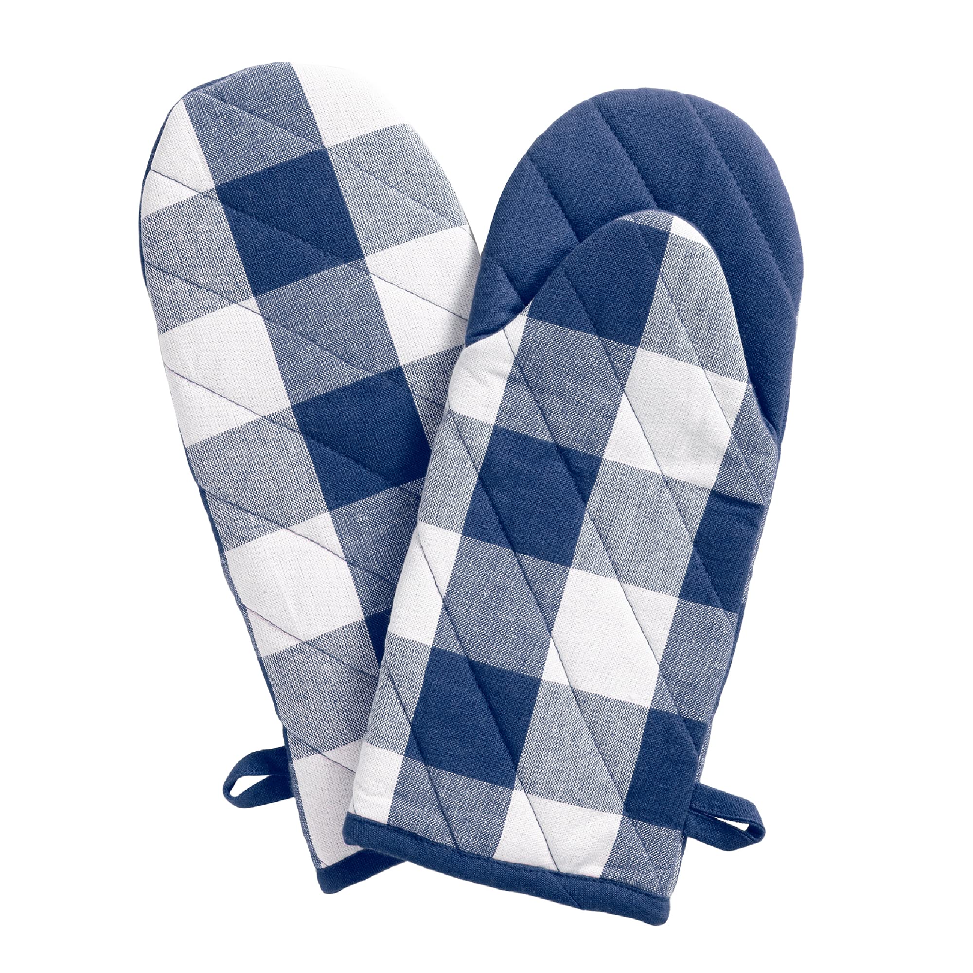 Elrene Home Fashions Farmhouse Living Buffalo-Check Oven Mitt Set, Rustic Kitchen Accessories And Essentials, Set Of 2, 13'' X 6