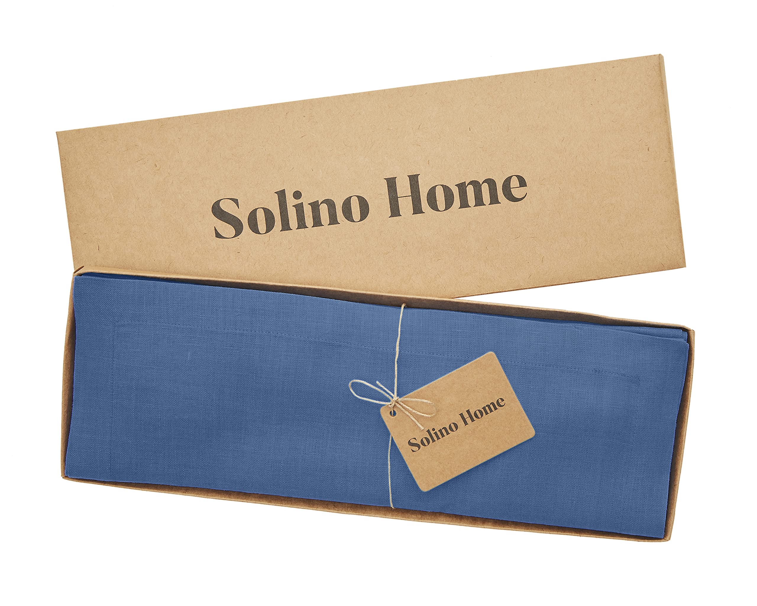Solino Home Linen Placemats 19'' L X 14'' W Inch - 100% Pure Linen Indigo Blue Cloth Placemats Set Of 4 - Fete, Washable Fabric
