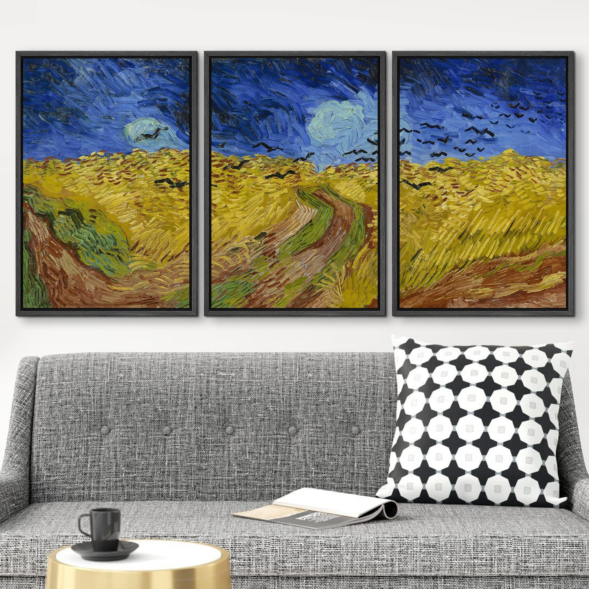 Wall26 Framed Canvas Print Wall Art Set Wheat Field With Crows By Vincent Van Gogh Nature Wilderness Illustrations Fine Art Rela