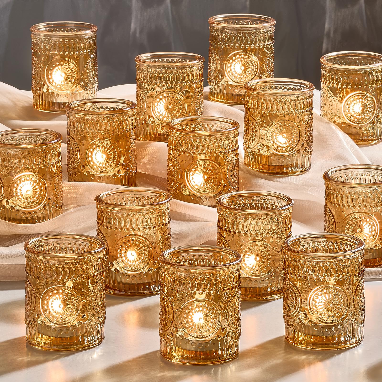 30 Pack Clear Glass Votive Candle Holders, Vintage Candle Holder Bulk, Tealight Candle Holders for Table Centerpieces, Home, Bri