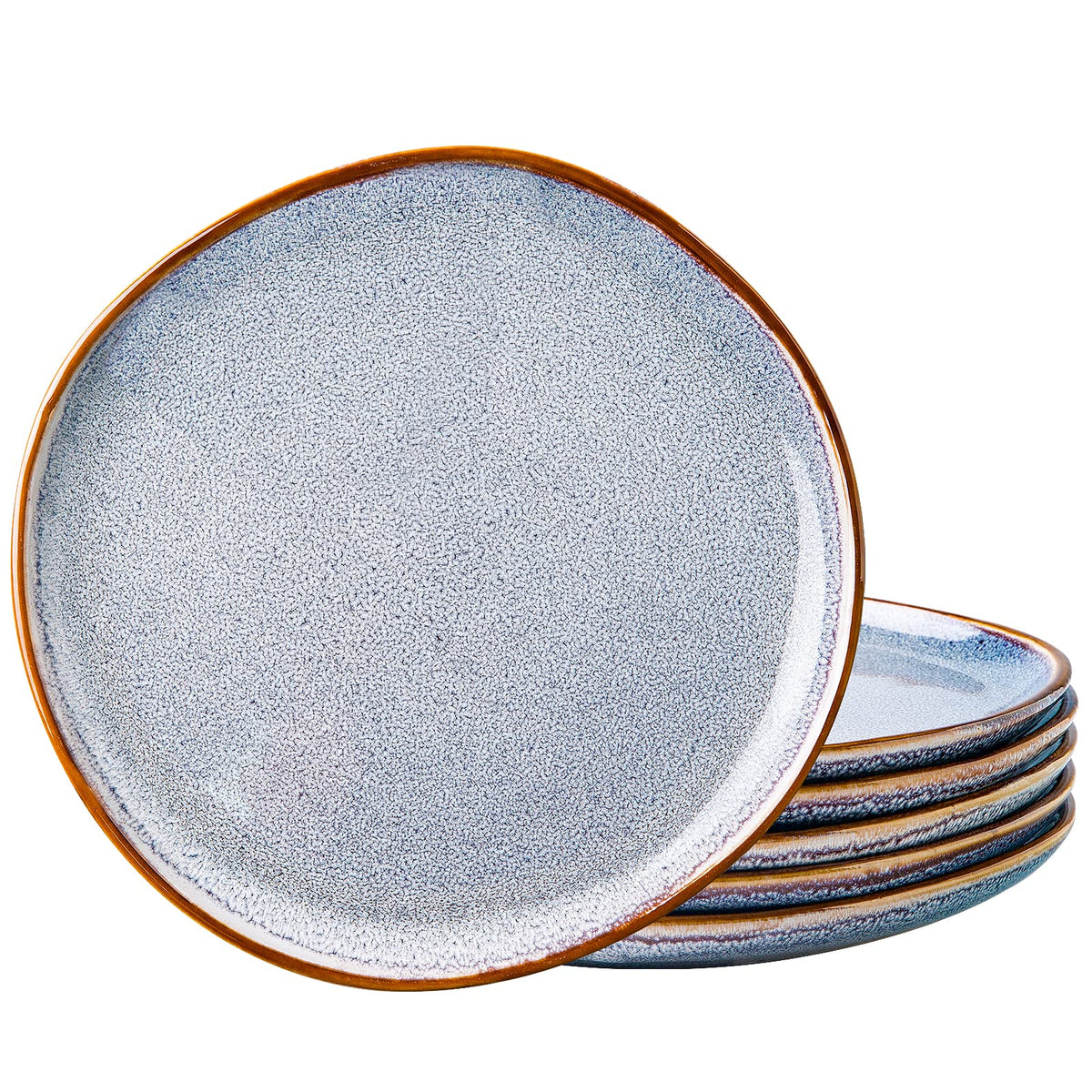 Amorarc Ceramic Dinner Plates Set Of 6, 10.5 Inch Handmade Reactive Glaze Stoneware Plates, Large Rustic Shape Dinnerware Dish S