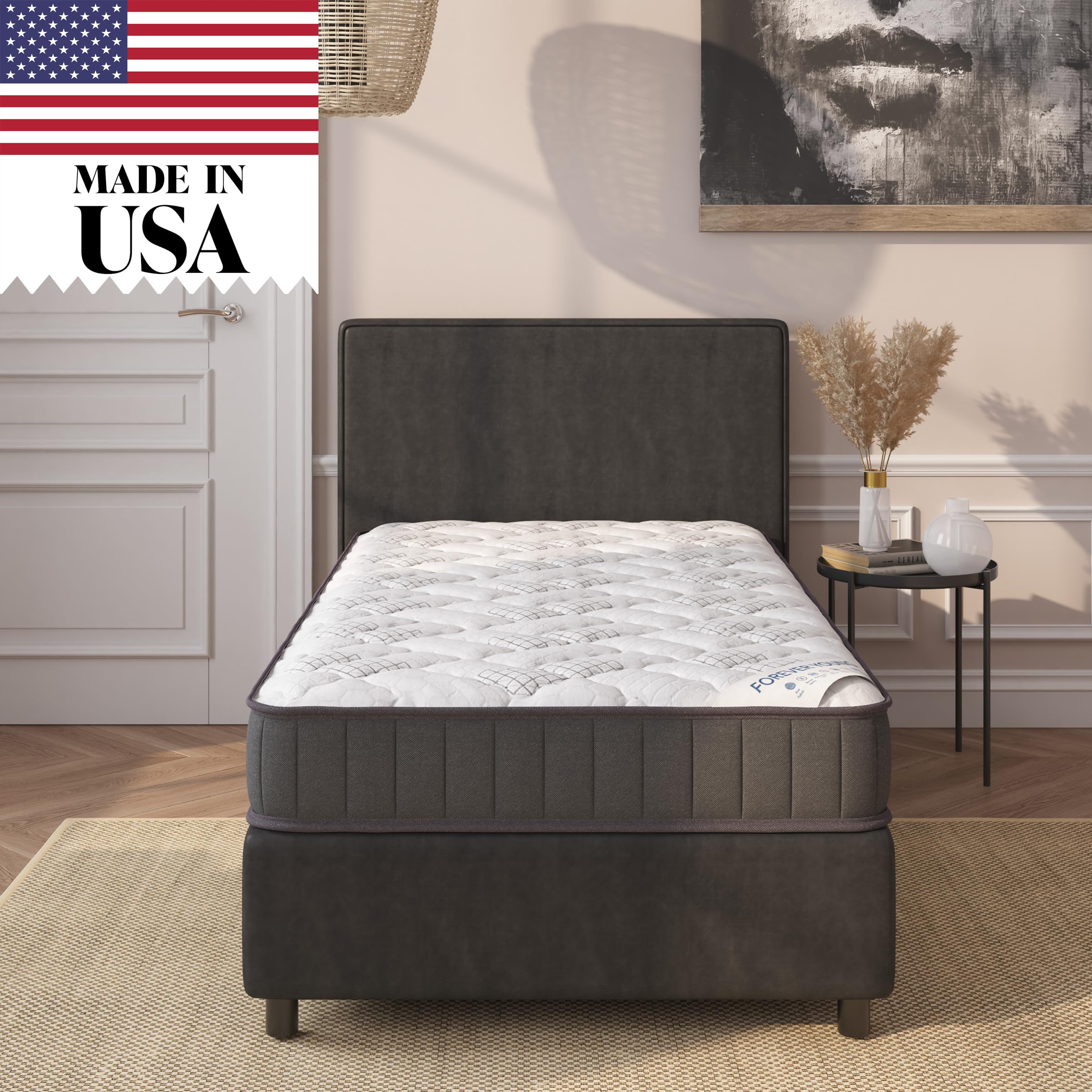 Ottomanson Twin 7.5 Medium Firm Innerspring Mattress - Bonnell Coil System With Comfort Foam - Fiberglass Free - Made In Usa - B