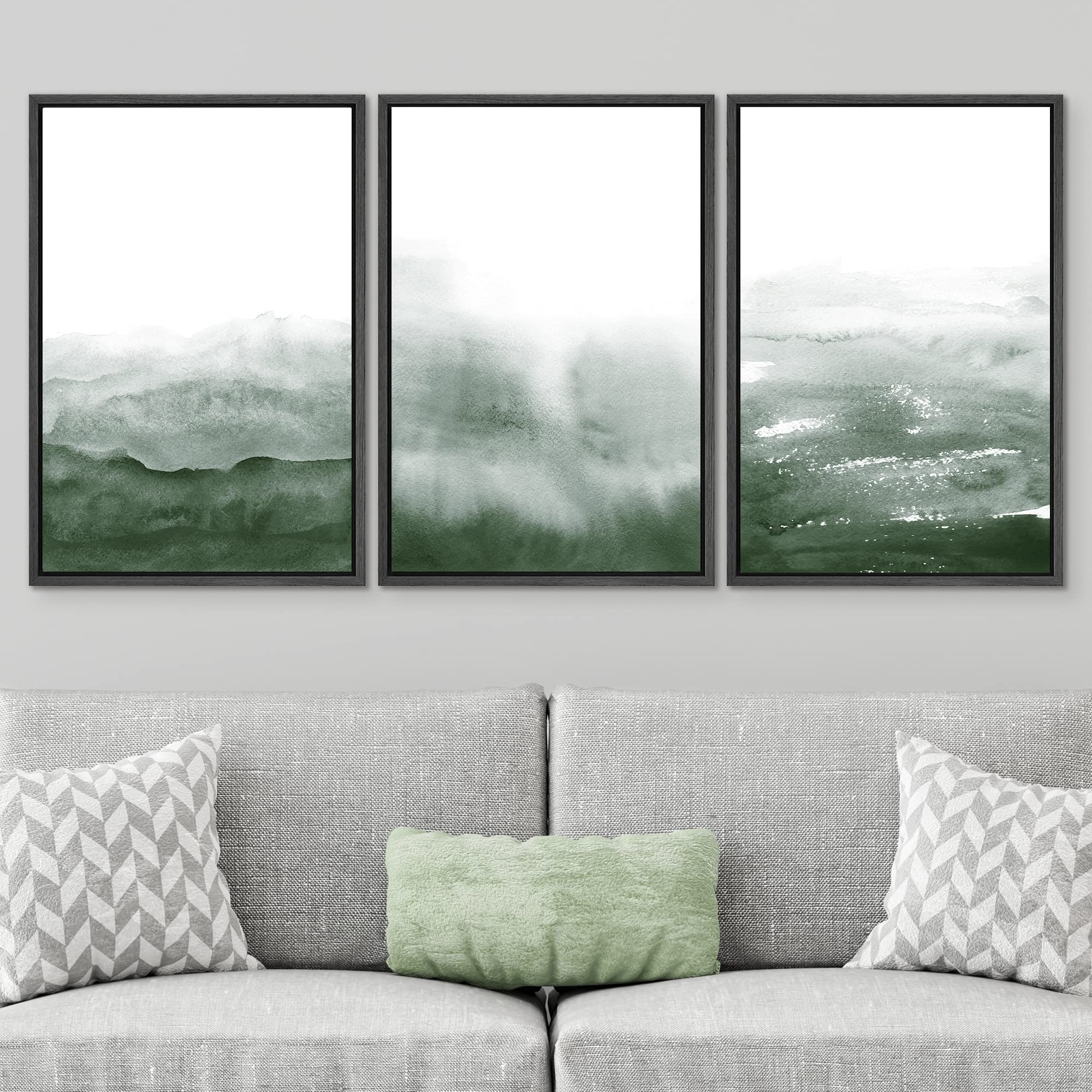Signwin 3 Piece Framed Canvas Wall Art Fog Above The Mountains Prints Nature Wilderness Illustrations Abstract Traditional Home