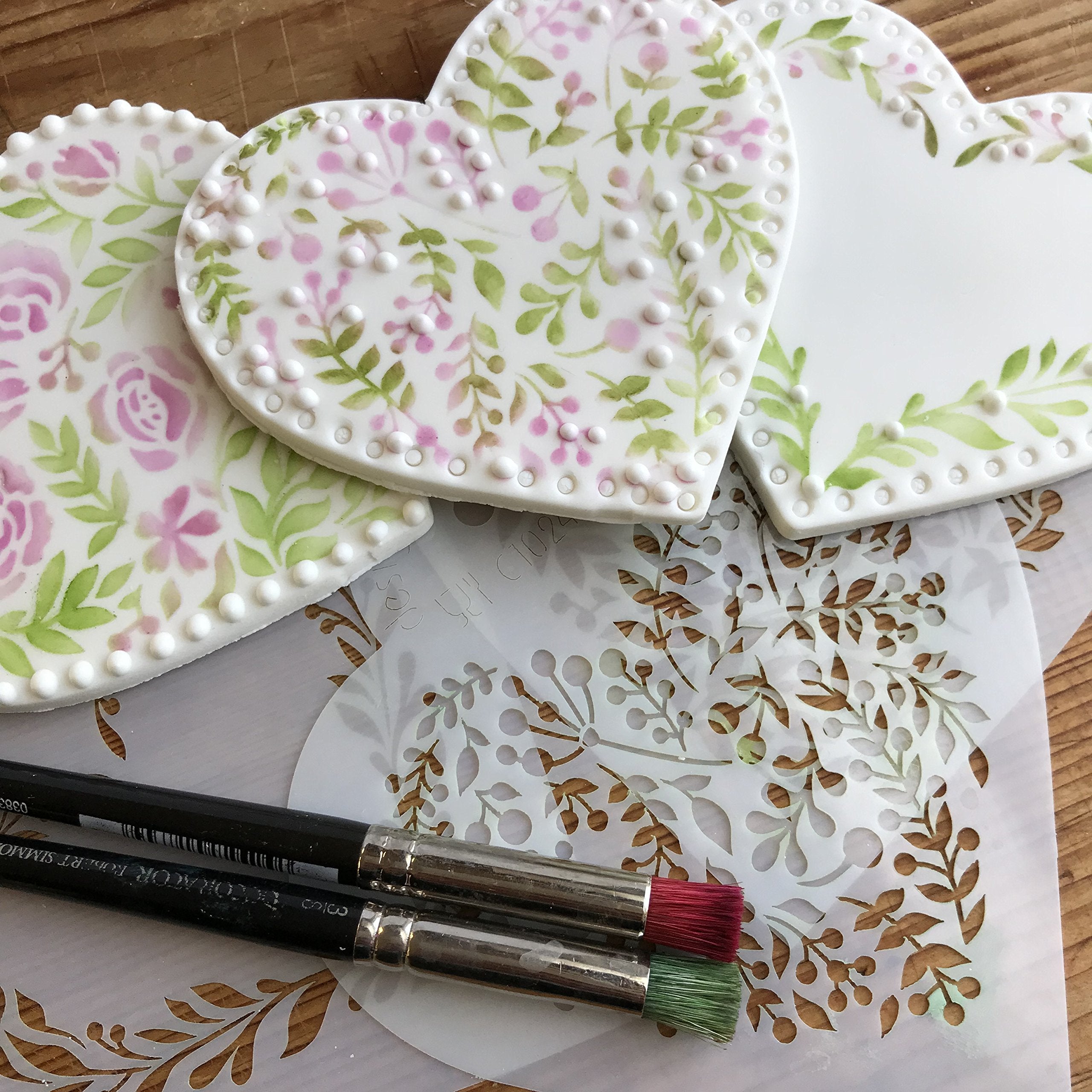 Vintage Hearts Cookie Stencil Set C1024 By Designer Stencils
