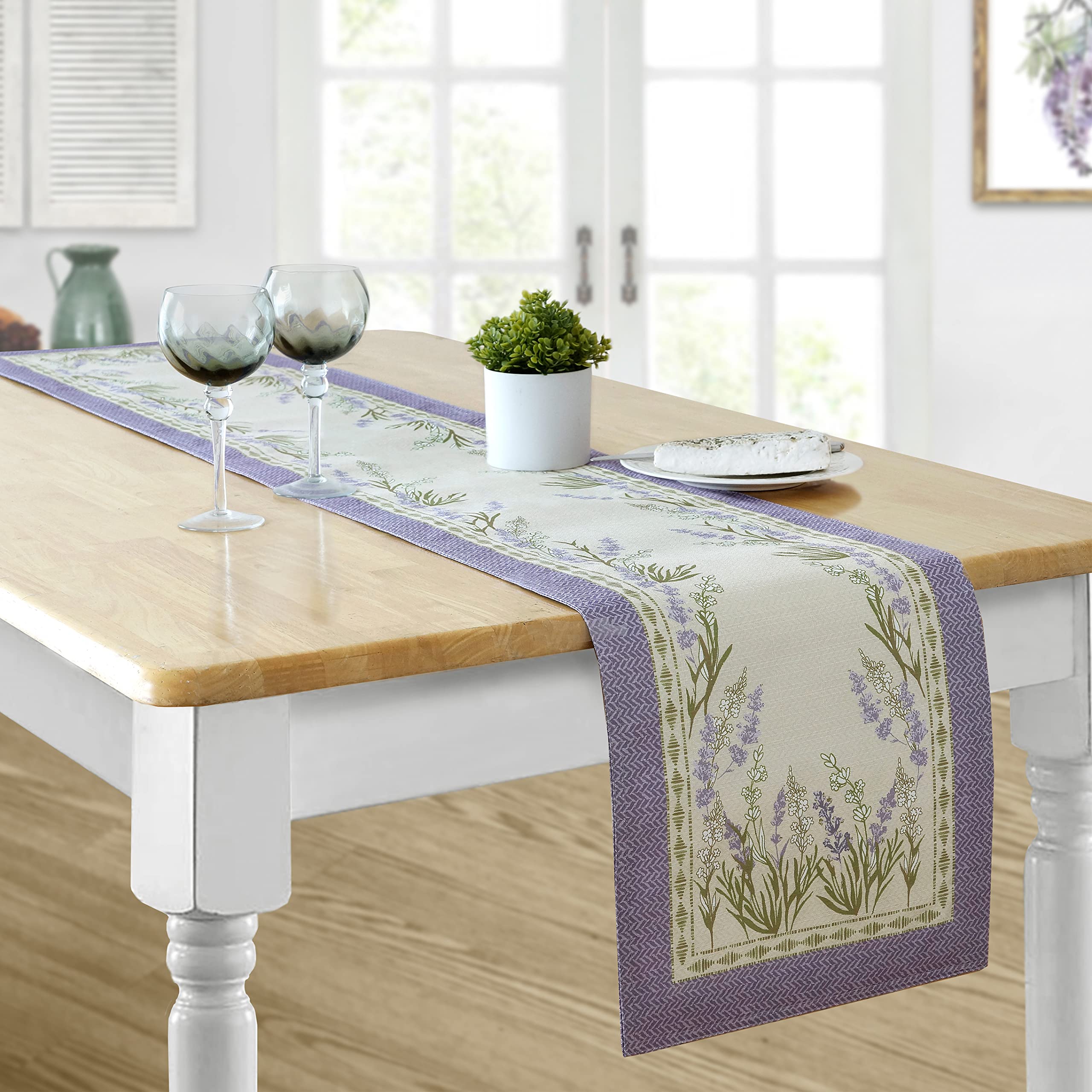 Home Bargains Plus Provence Rectangle Table Runner, 70 Inch Long, Holiday Blanchard Field Of Lilacs, Wrinkle And Stain Resistant