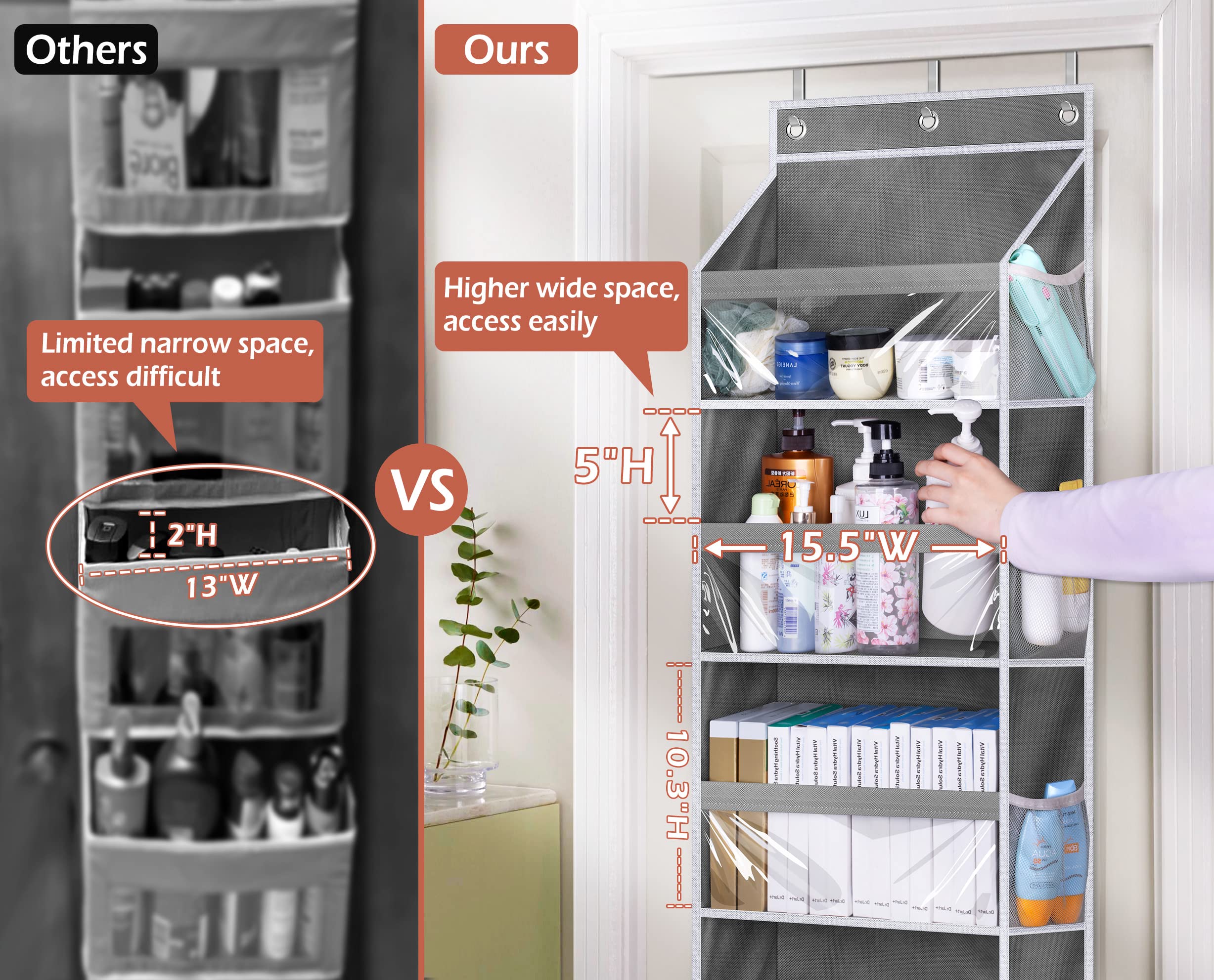 Misslo Over The Door Storage Organizer With 4 Large Pockets 8 Side Pockets Baby Hanging Closet Door Organizer Heavy Duty Over Th