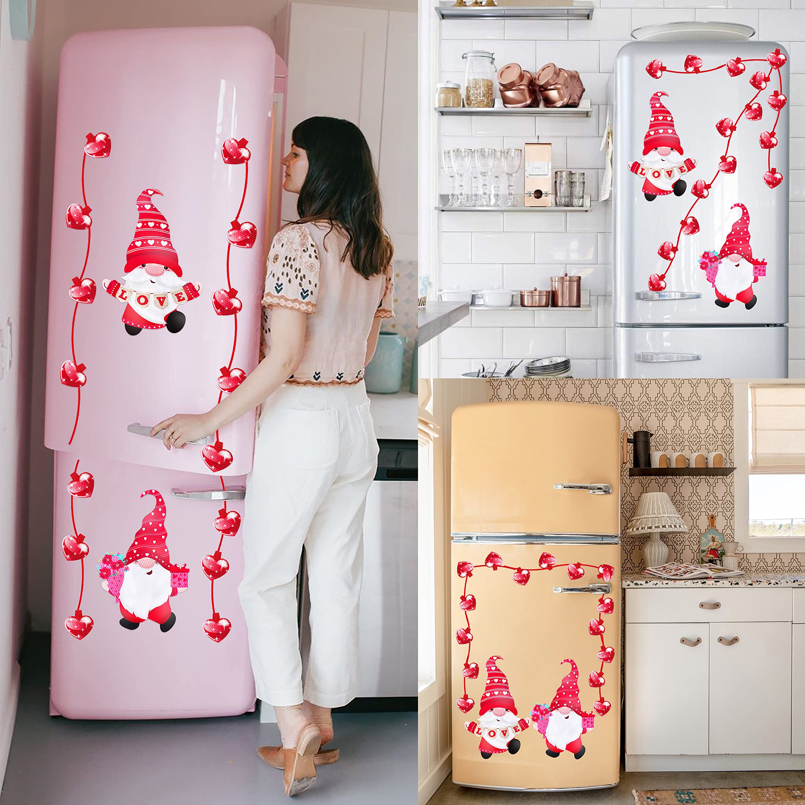29PCS Valentines Day Car Refrigerator Decorations - Reflective Valentine Gnome Heart Magnets Decor Party Ornaments Accessories