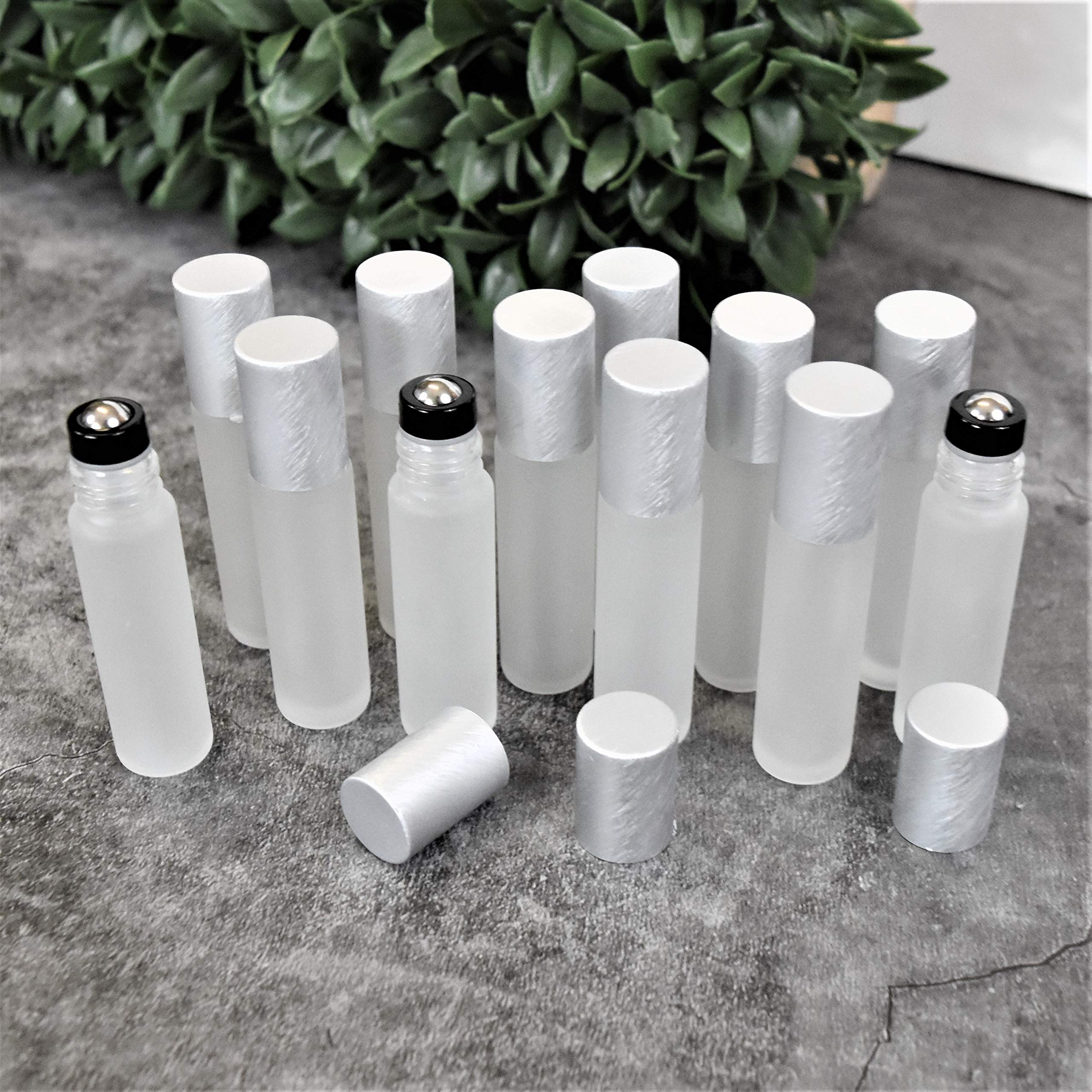 10Ml Frosted Clear Roller Bottles For Essential Oils - Leakproof Rollers, Thick Glass, Stainless Steel Ball - Roller Balls For O