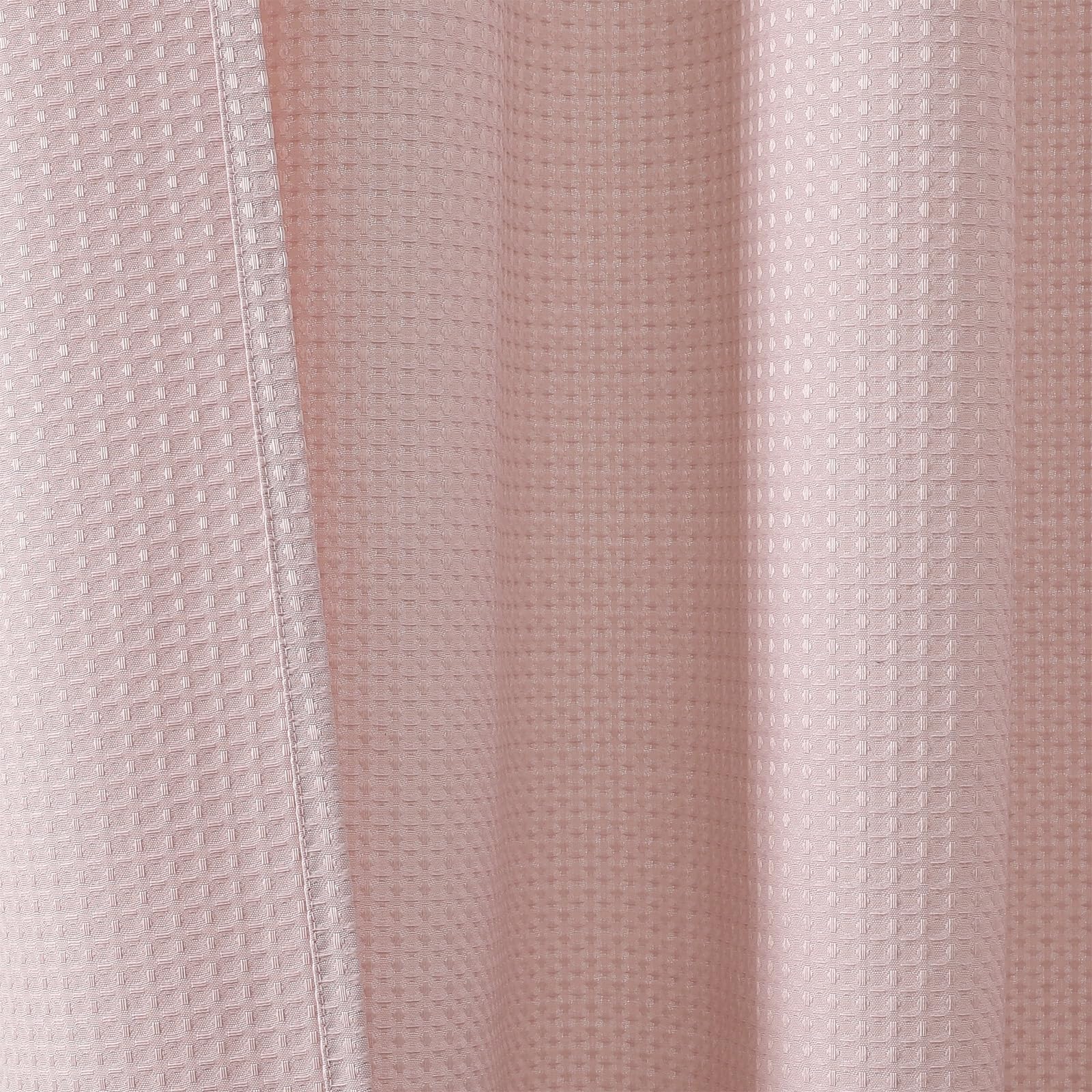 OVZME Blush Pink Shower Curtain Set, 72x72" Heavy Duty Fabric, Waffle Textured, Machine Washable with 12 Hooks