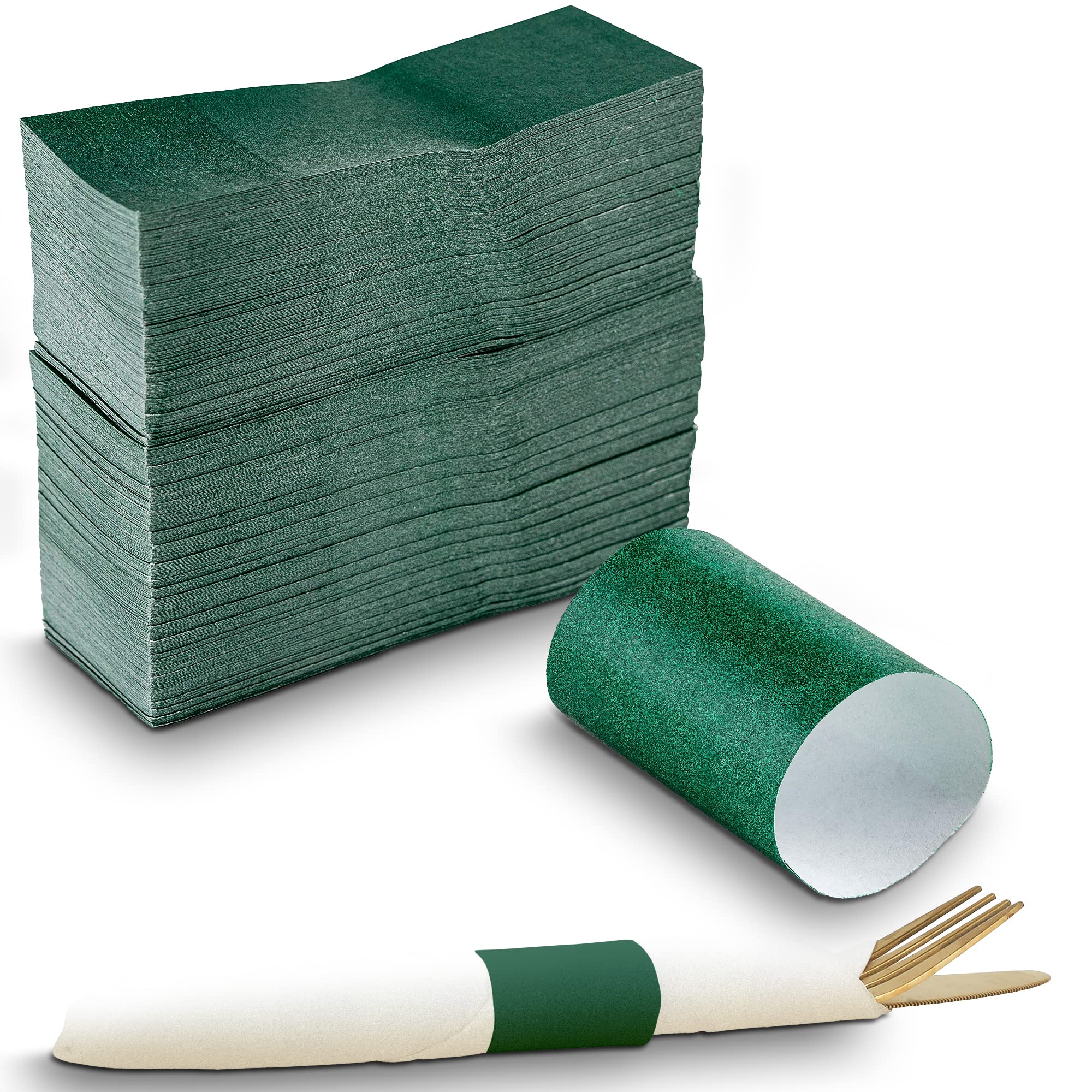 Mt Products Self-Adhering Bond Paper Napkin Band 1.5 Inches X 4.25 Inches - Pack Of 750 (Green)