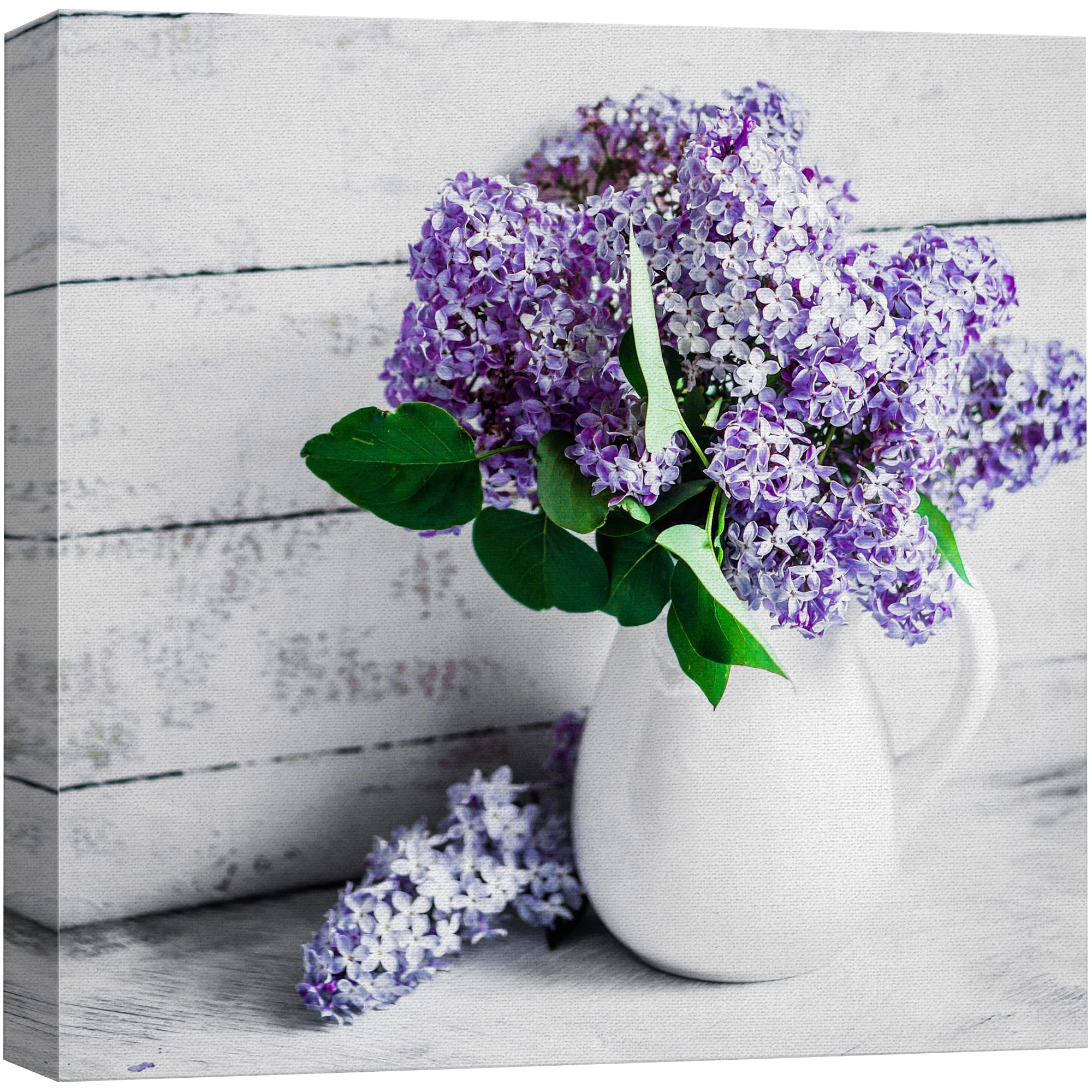 Wall26 Canvas Wall Art - Elegant Lilac Light Purple And Pink Flowers In White China Bottle Mordern Home Decoration 12''X12''