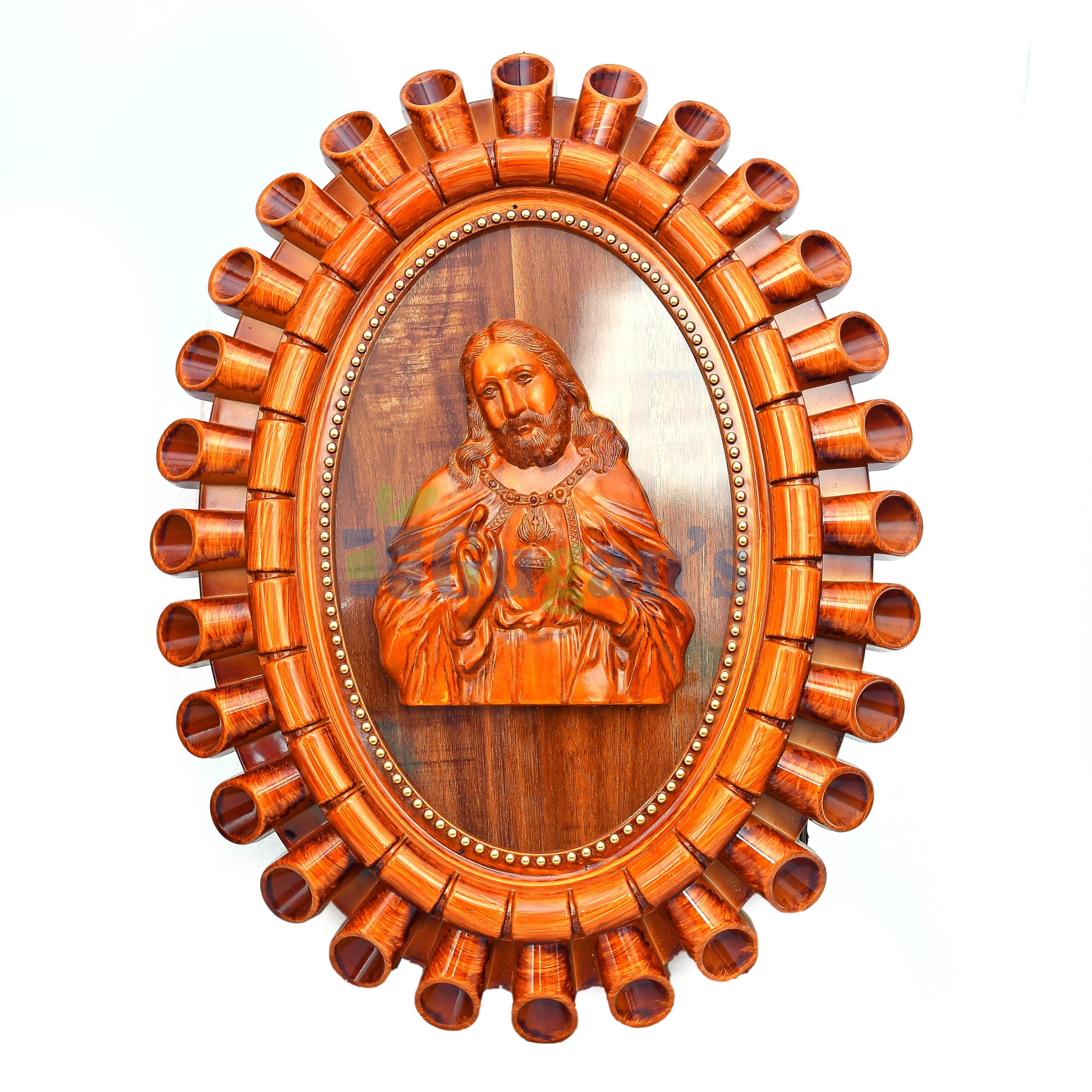 GuganS Lord Jesus Christ Wood-Look Pvc 3D Photo Frame For Worship | Wall Mount And Tabletop Frame | Decorative Religious Wall H