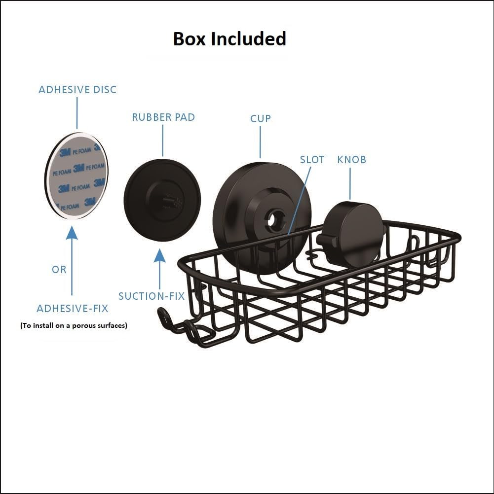 Soap Dish For Shower Suction Cup Powerful Vacuum System Rustproof 304 Stainless Steel Basket Sponges Holder With Razor Hooks For