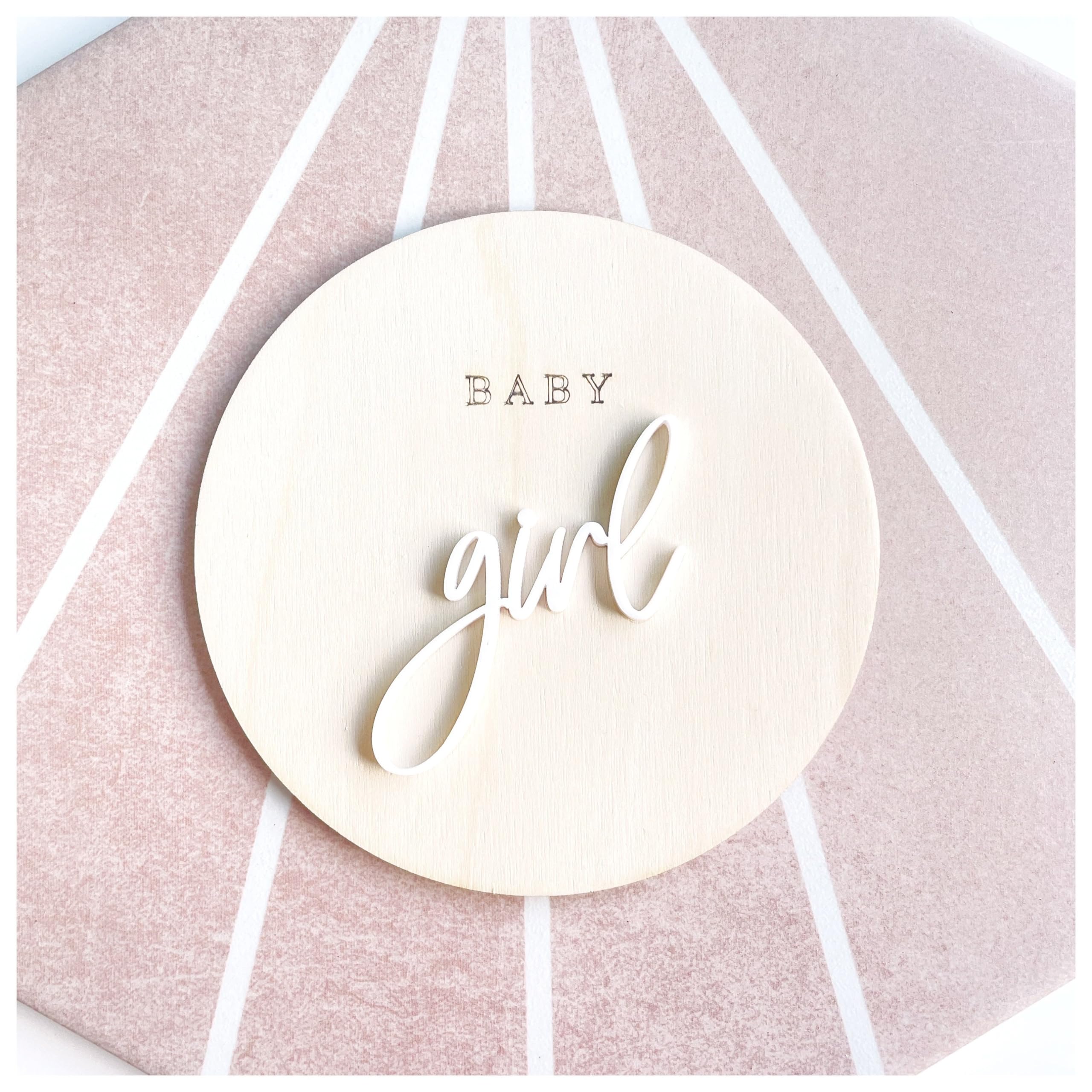 FELIXTA SET 2 OF He's Here/She's Here Wooden Baby Announcement Sign, WHITE (08)