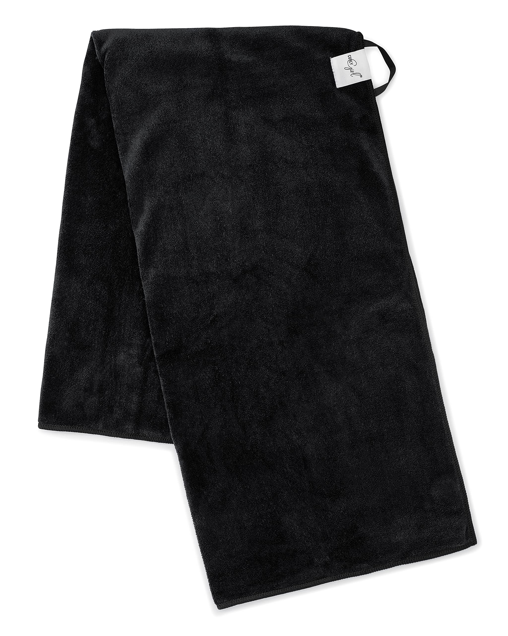 Curly Girl, Curly Hair Towel, Large Microfiber 22'' x 39'', Super Absorbent (Black)