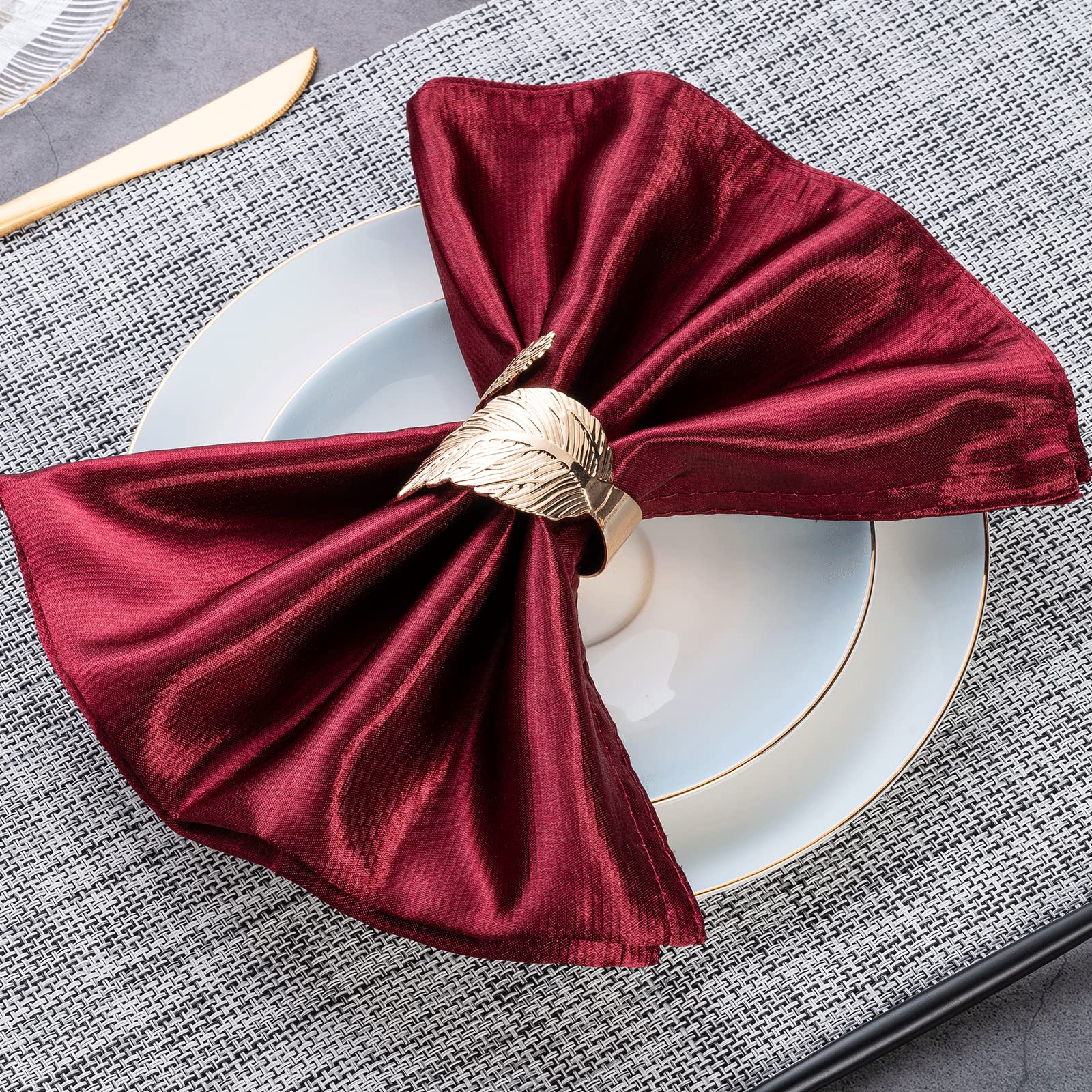 Gold Leaf Napkin Rings Set Of 8, Metal Material