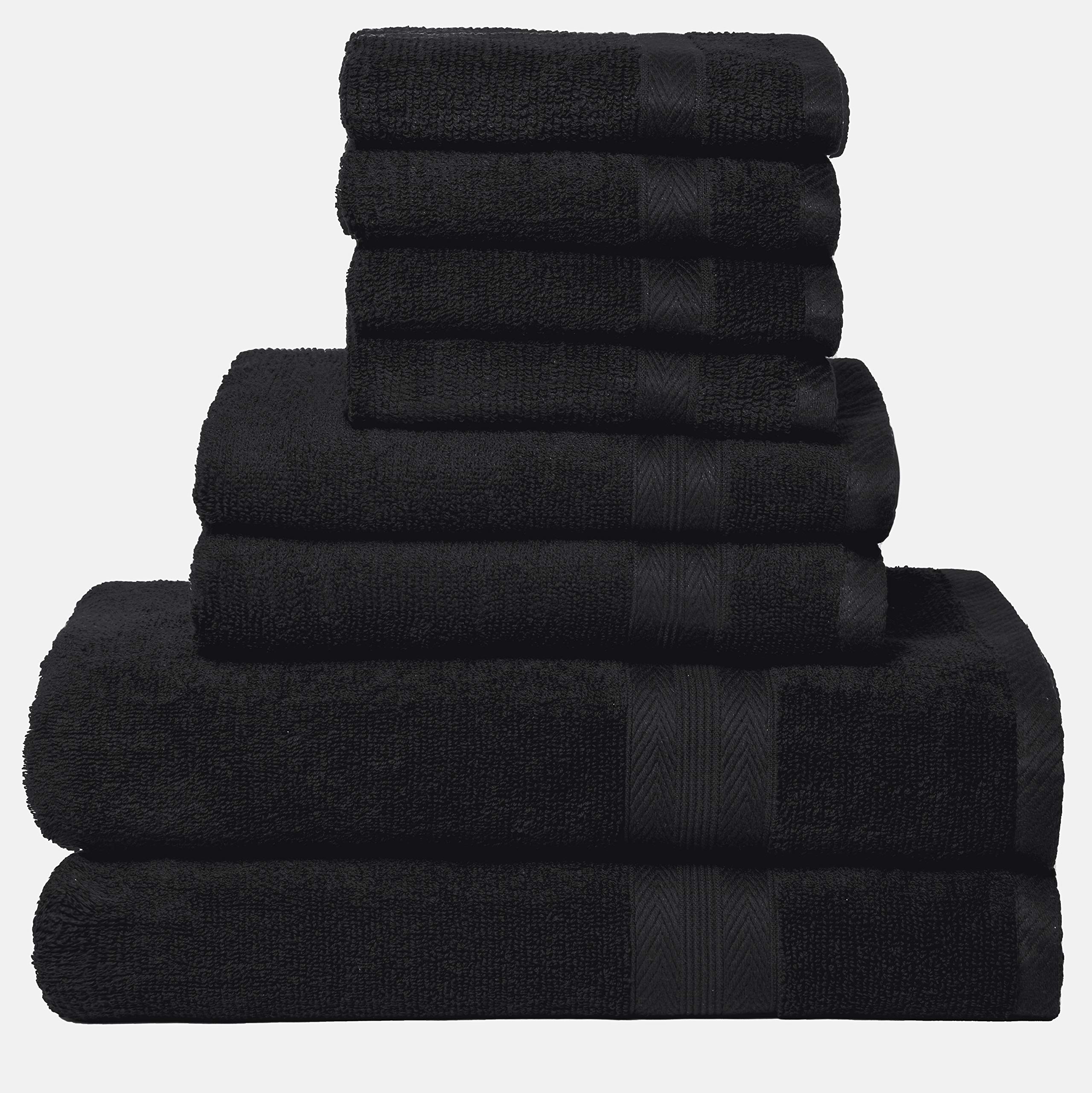 Boutiquo Black Towel Set - 8 Piece Bathroom Towel Set - 100% Ring Spun Cotton, 2 Bath Towel 27X54, 2 Hand Towel 16X28 And 4 Wash