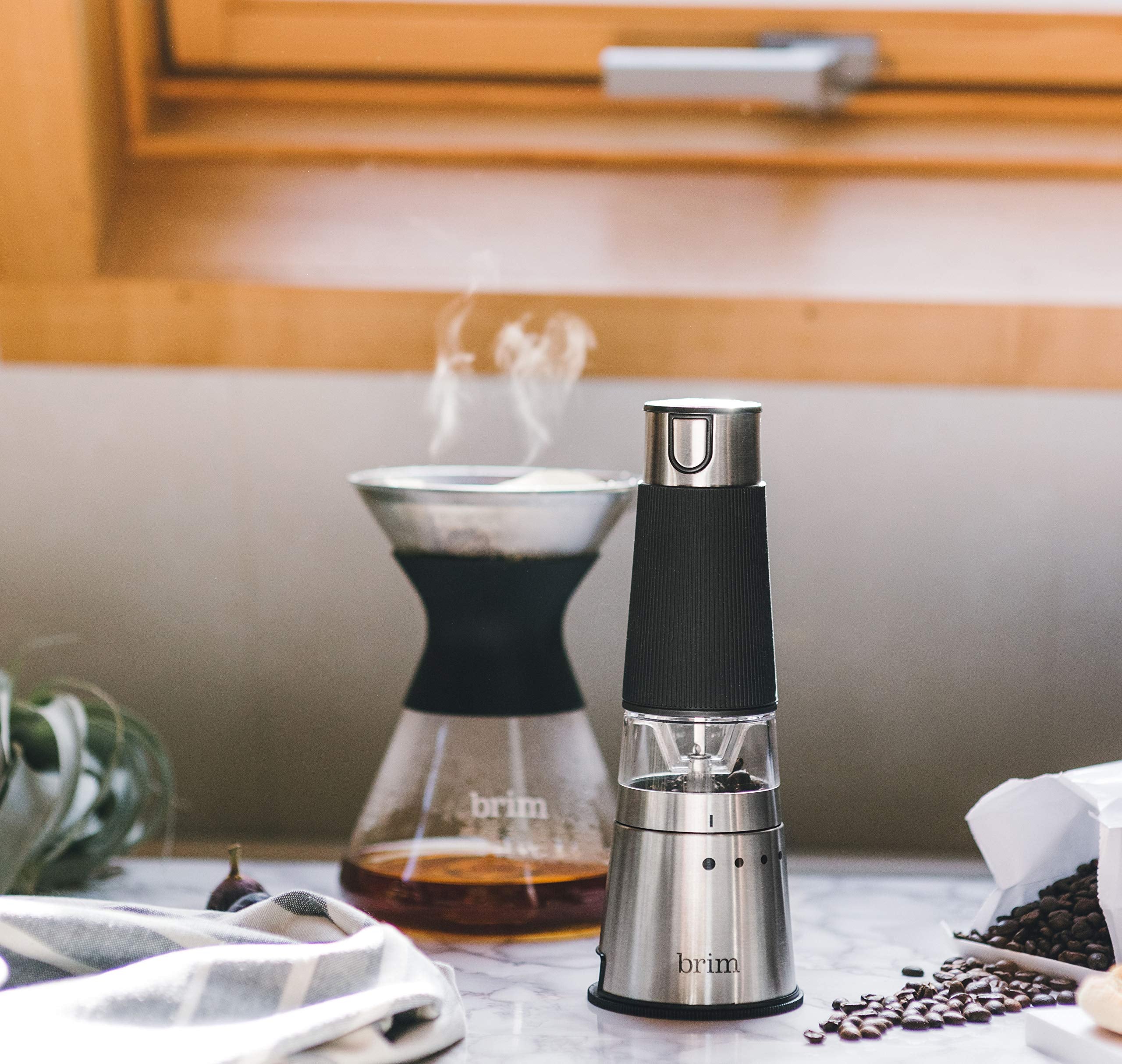 Brim Electric Handheld Burr Coffee Grinder, Simple One-Touch Operation, 9 Precise Grind Settings From Espresso To French Press,
