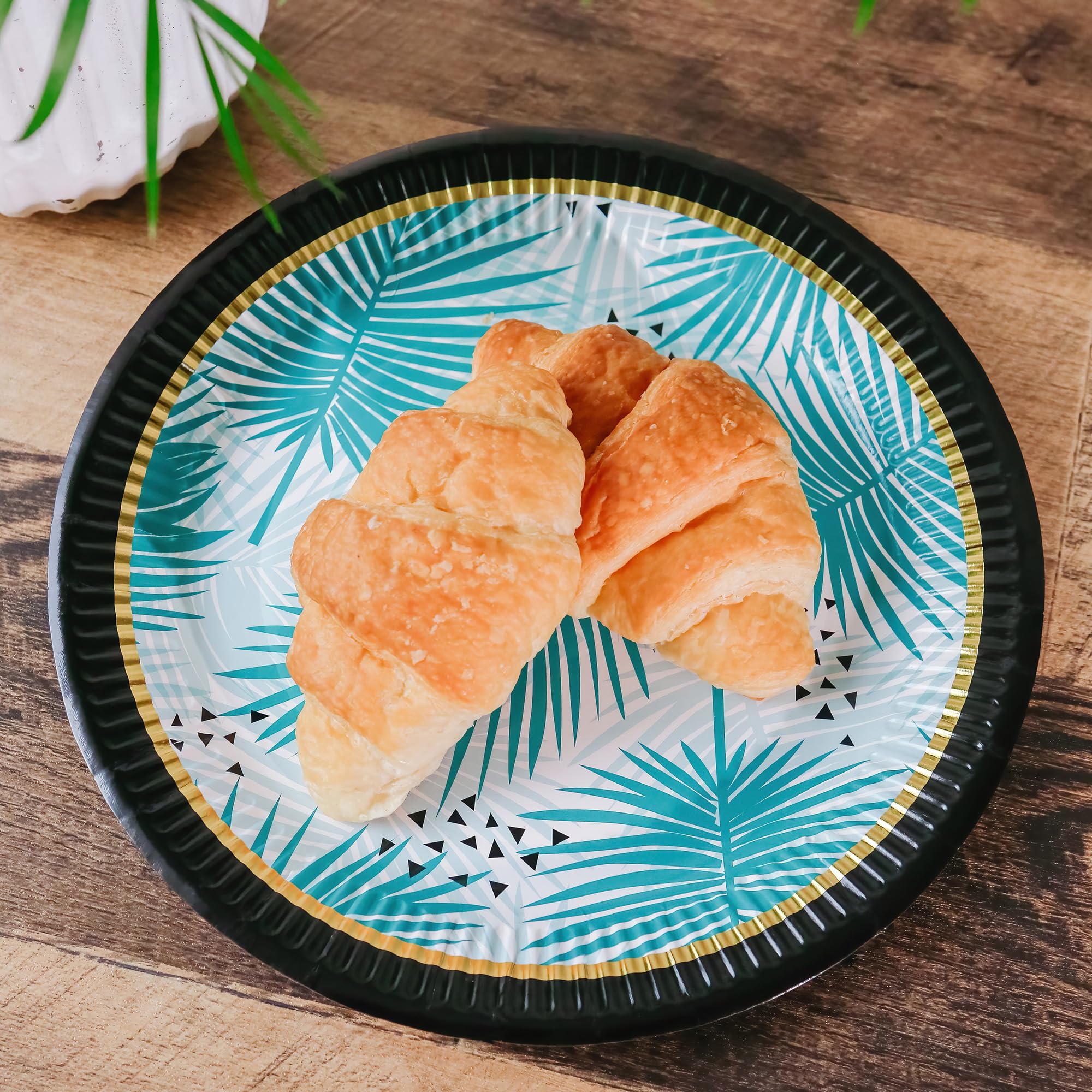 Kate Aspen 28323Na Tropical Chic Paper Plates (Set Of 32) Premium Decorative Paper Plates (350 Gsm Weight) | Party Supplies