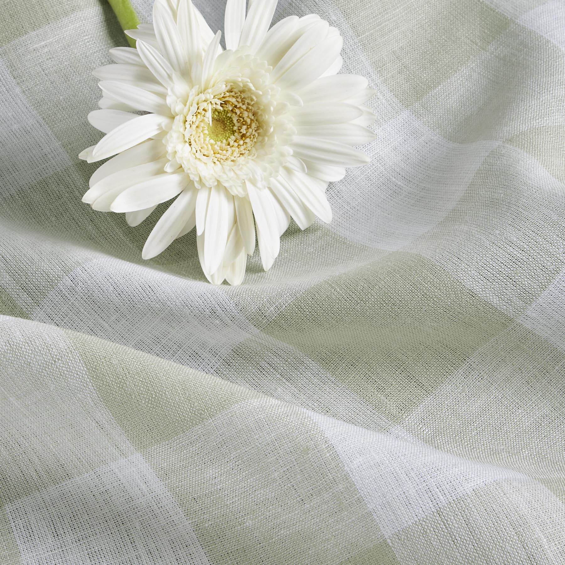 Solino Home Buffalo Check Linen Dinner Napkins 20 X 20 Inch - 100% Pure Linen Sage And White Plaid Cloth Napkins Set Of 4 - Hand