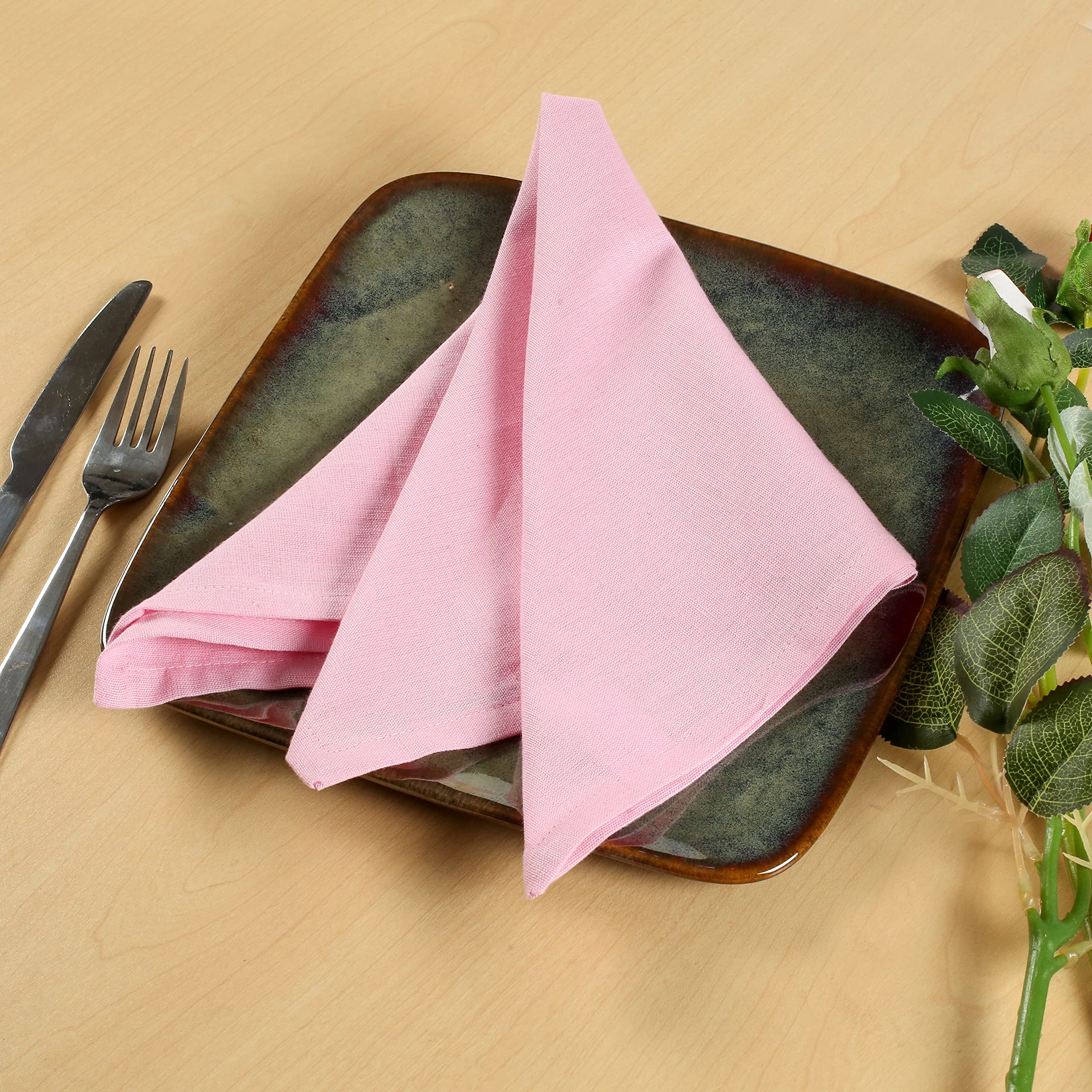 Fingercraft Cloth Dinner Napkins Cotton Linen Fabric Soft Set Of 12 Plain Reusable Washable For Dining Party Table Decoration 18