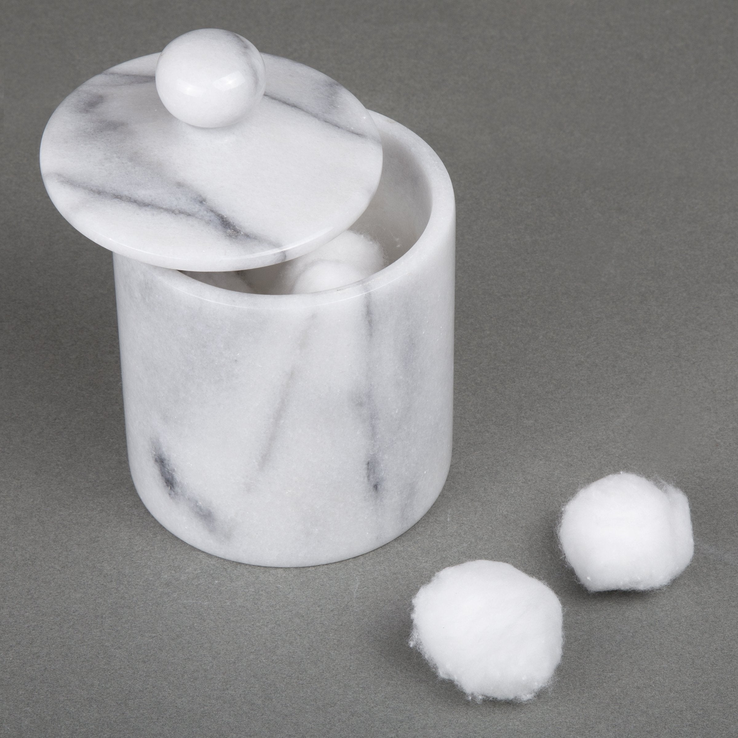 Creative Home White Marble Spa Cotton Ball Holder, 3-5/8'' Diam. X 4-3/4'' H