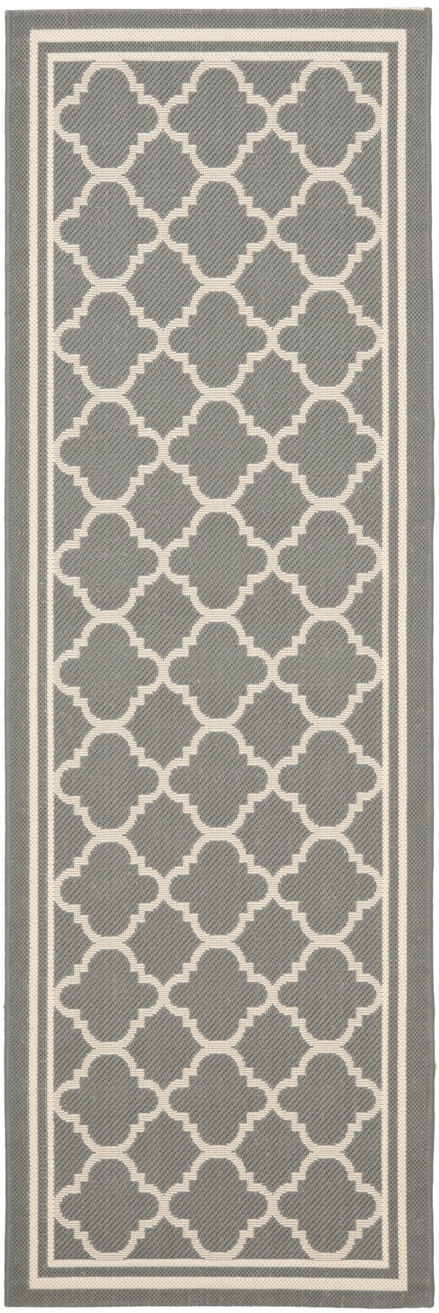 SAFAVIEH Courtyard Collection 23 x 16 Anthracite/Beige CY6918 Trellis Indoor-Outdoor Waterproof Easy-Cleaning Patio Backyard M