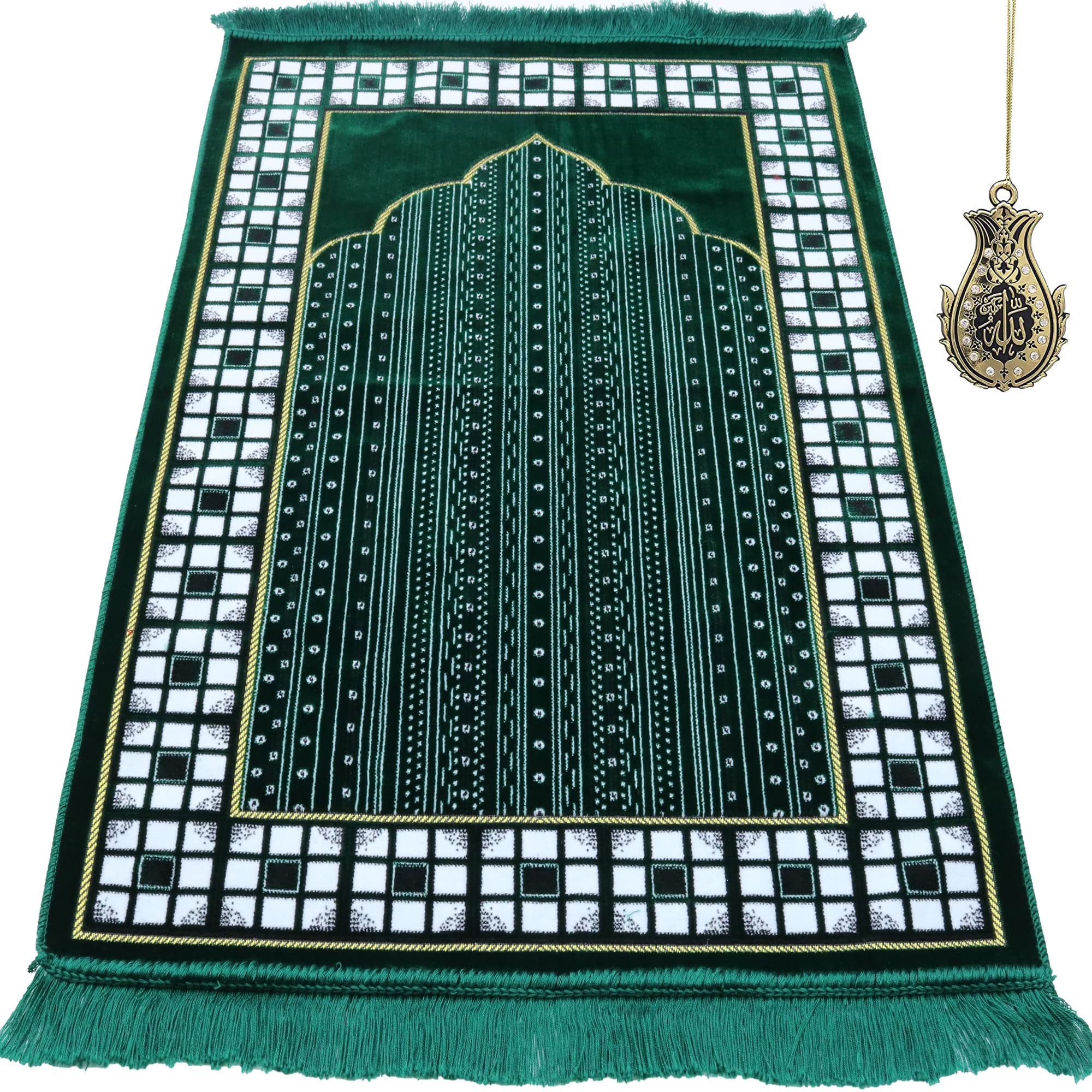 Modefa Turkish Islamic Prayer Rug - Thin & Lightweight Velvet Praying Carpet - Soft Muslim Praying Mat Janamaz - Ramadan or Eid 