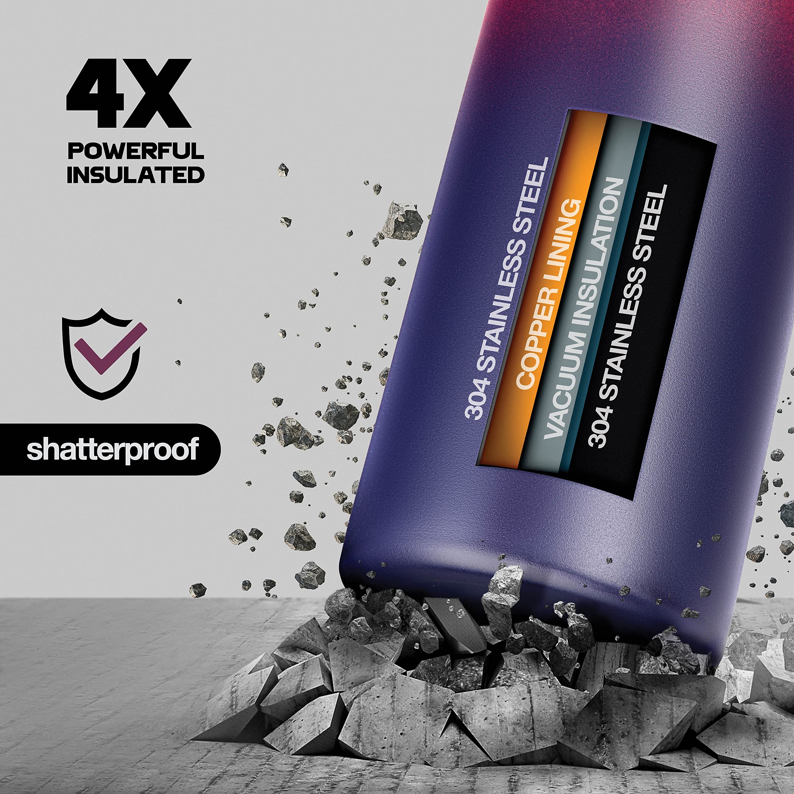 Brewberry Sports Bottle and Travel Mug for Hot and Cold Beverages  Wide Mouth  Double Wall Insulated Hydration Sports Water Bottle for Hiking  Biking  and Activities  22 OZ BPA Free