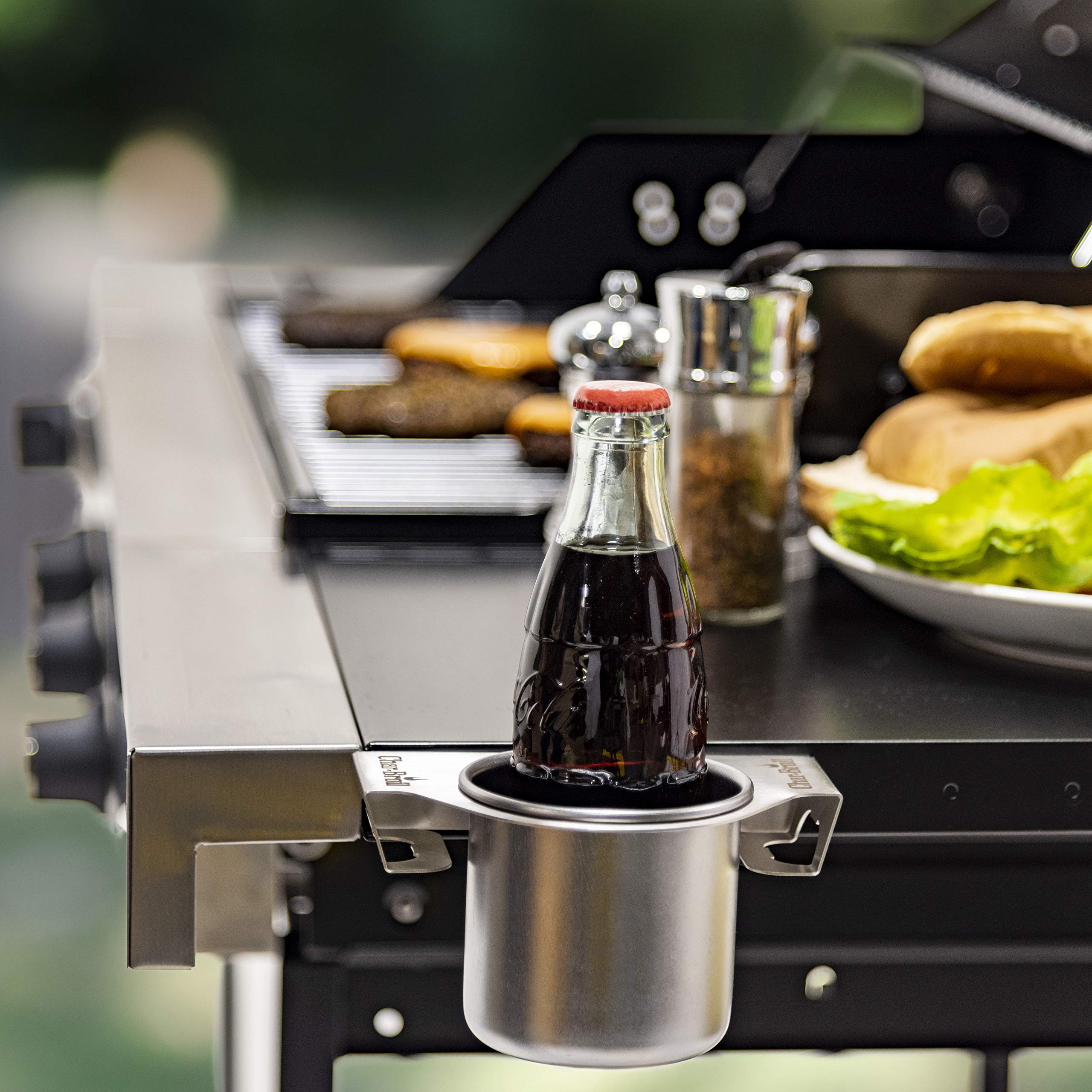 Char-Broil 6428409W06 Gear Trax Combination Cup Holder/Bottle Opener, Silver