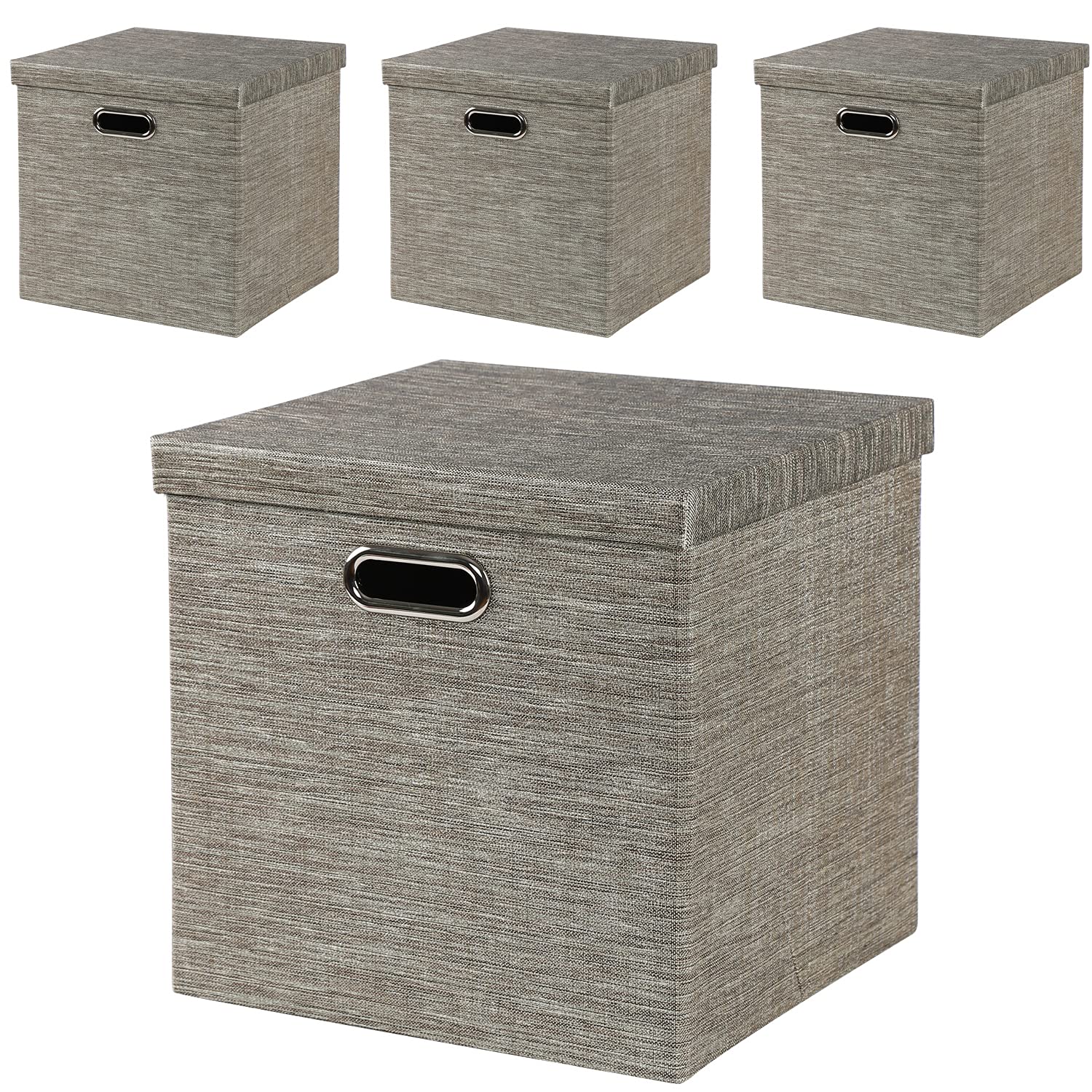 Posprica Storage Bins With Lids,13  13  13 Foldable Storage Cube Baskets Boxes Fabric Drawers For Closet Shelf Cabinet Bookcase,